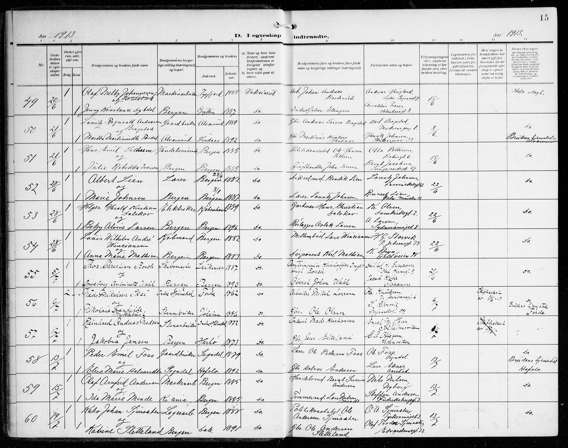 Johanneskirken sokneprestembete, AV/SAB-A-76001/H/Haa/L0013: Parish register (official) no. D 2, 1912-1929, p. 15