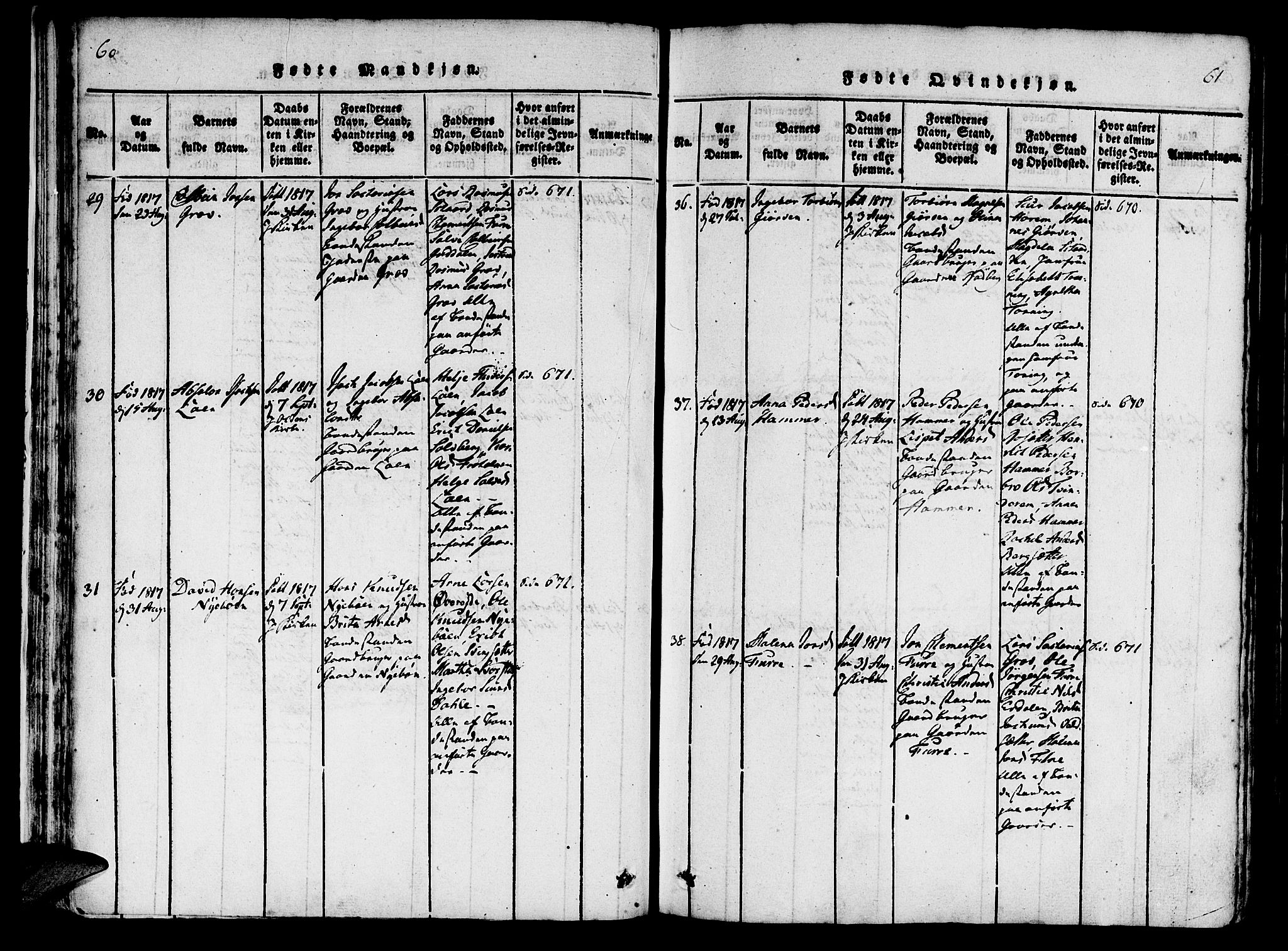 Innvik sokneprestembete, AV/SAB-A-80501: Parish register (official) no. A 2, 1816-1821, p. 60-61