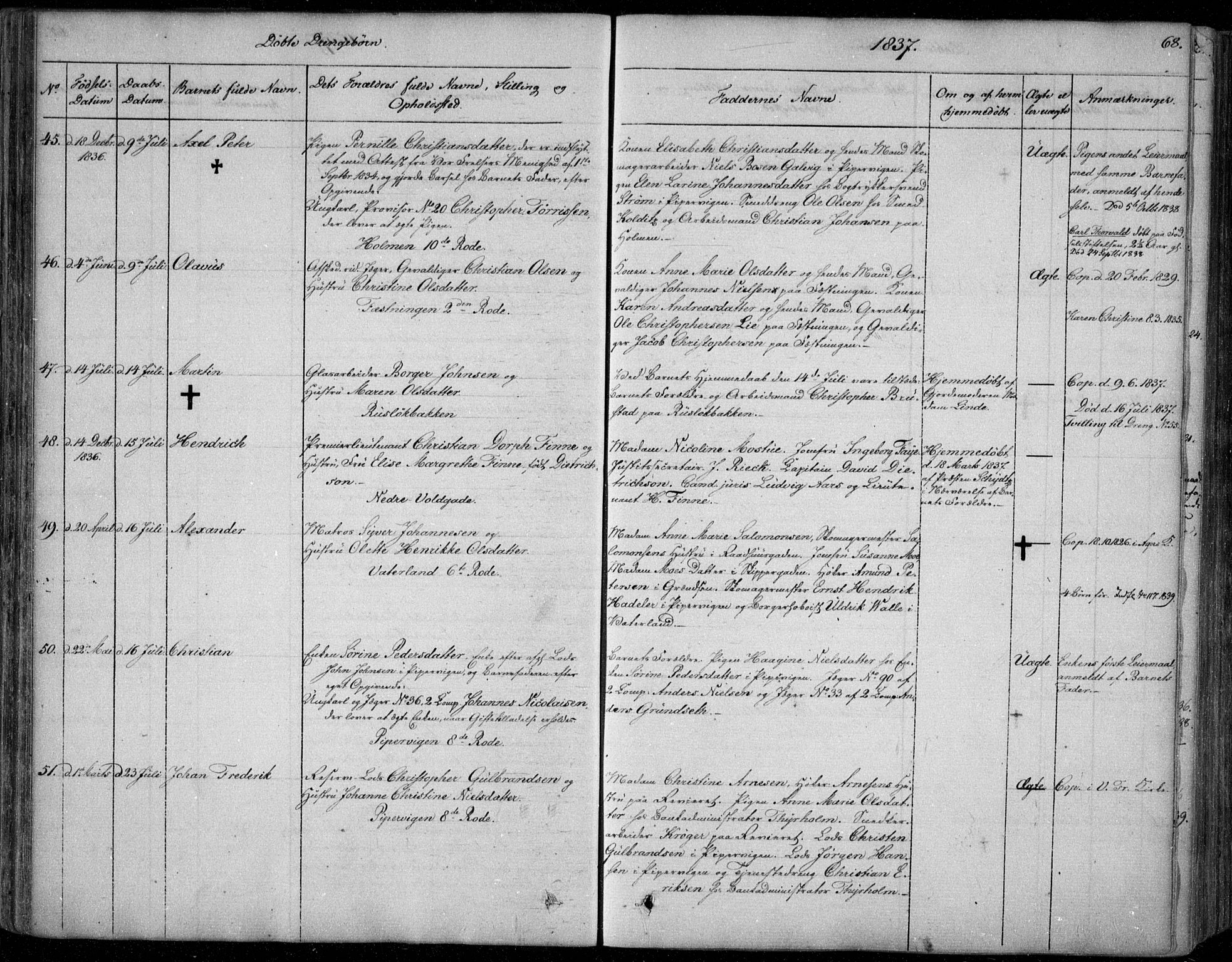 Garnisonsmenigheten Kirkebøker, SAO/A-10846/F/Fa/L0006: Parish register (official) no. 6, 1828-1841, p. 68