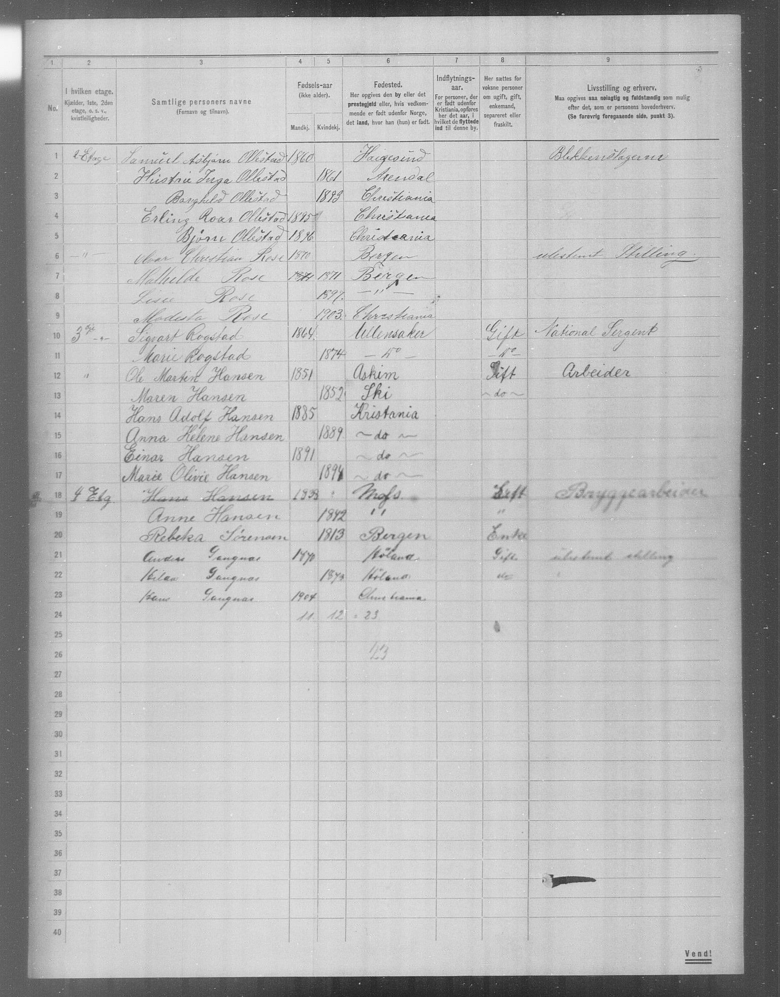 OBA, Municipal Census 1904 for Kristiania, 1904, p. 22383