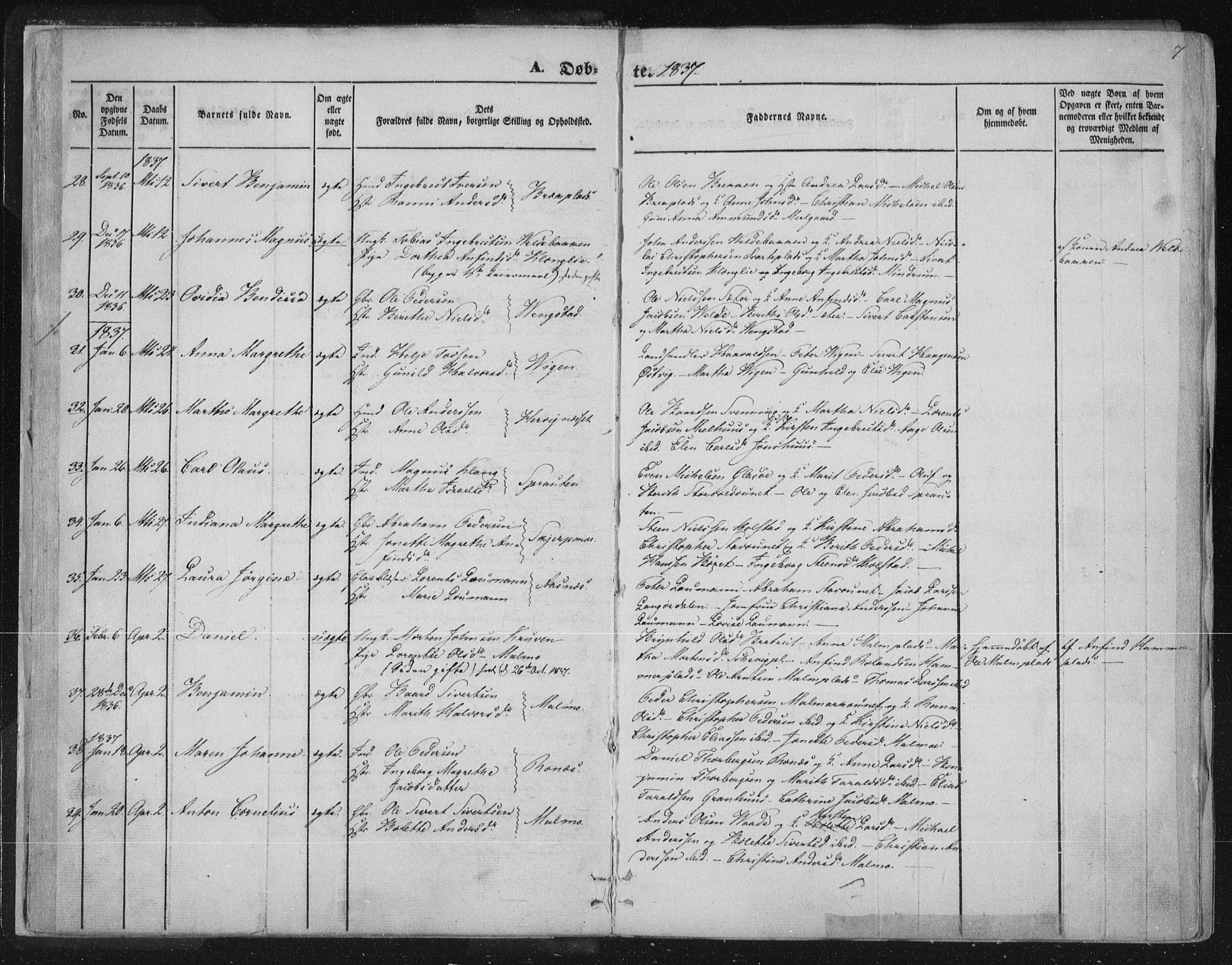 Ministerialprotokoller, klokkerbøker og fødselsregistre - Nord-Trøndelag, AV/SAT-A-1458/741/L0392: Parish register (official) no. 741A06, 1836-1848, p. 7