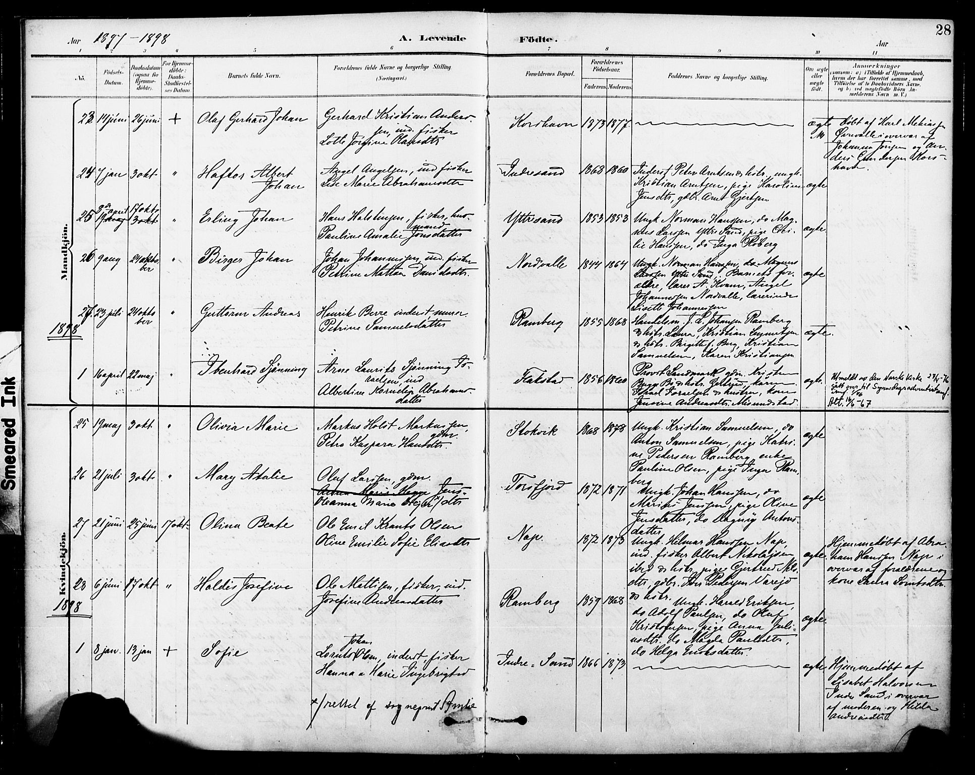 Ministerialprotokoller, klokkerbøker og fødselsregistre - Nordland, SAT/A-1459/885/L1205: Parish register (official) no. 885A06, 1892-1905, p. 28