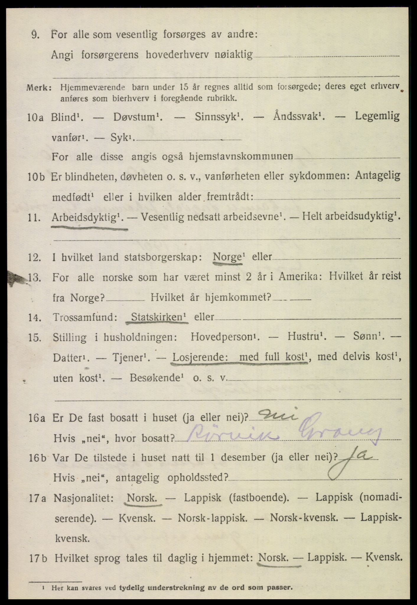 SAT, 1920 census for Grong, 1920, p. 5612
