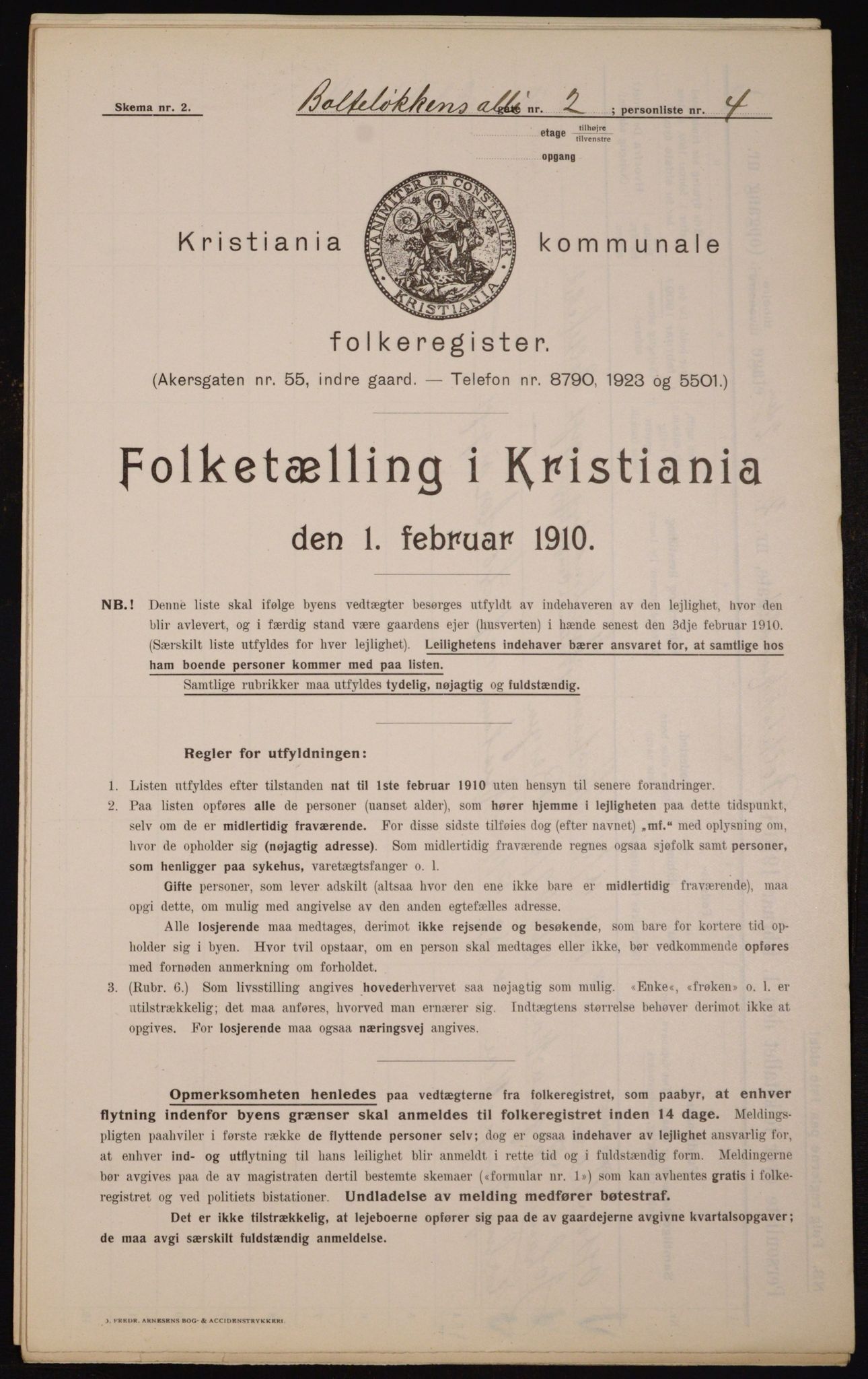 OBA, Municipal Census 1910 for Kristiania, 1910, p. 7305