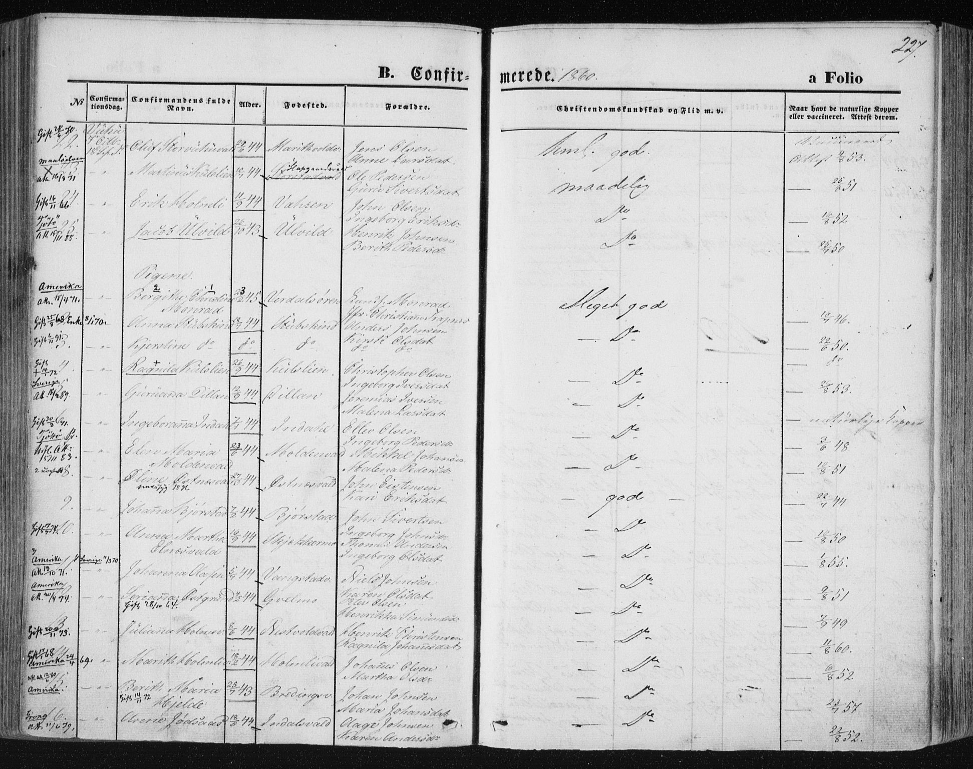 Ministerialprotokoller, klokkerbøker og fødselsregistre - Nord-Trøndelag, SAT/A-1458/723/L0241: Parish register (official) no. 723A10, 1860-1869, p. 227