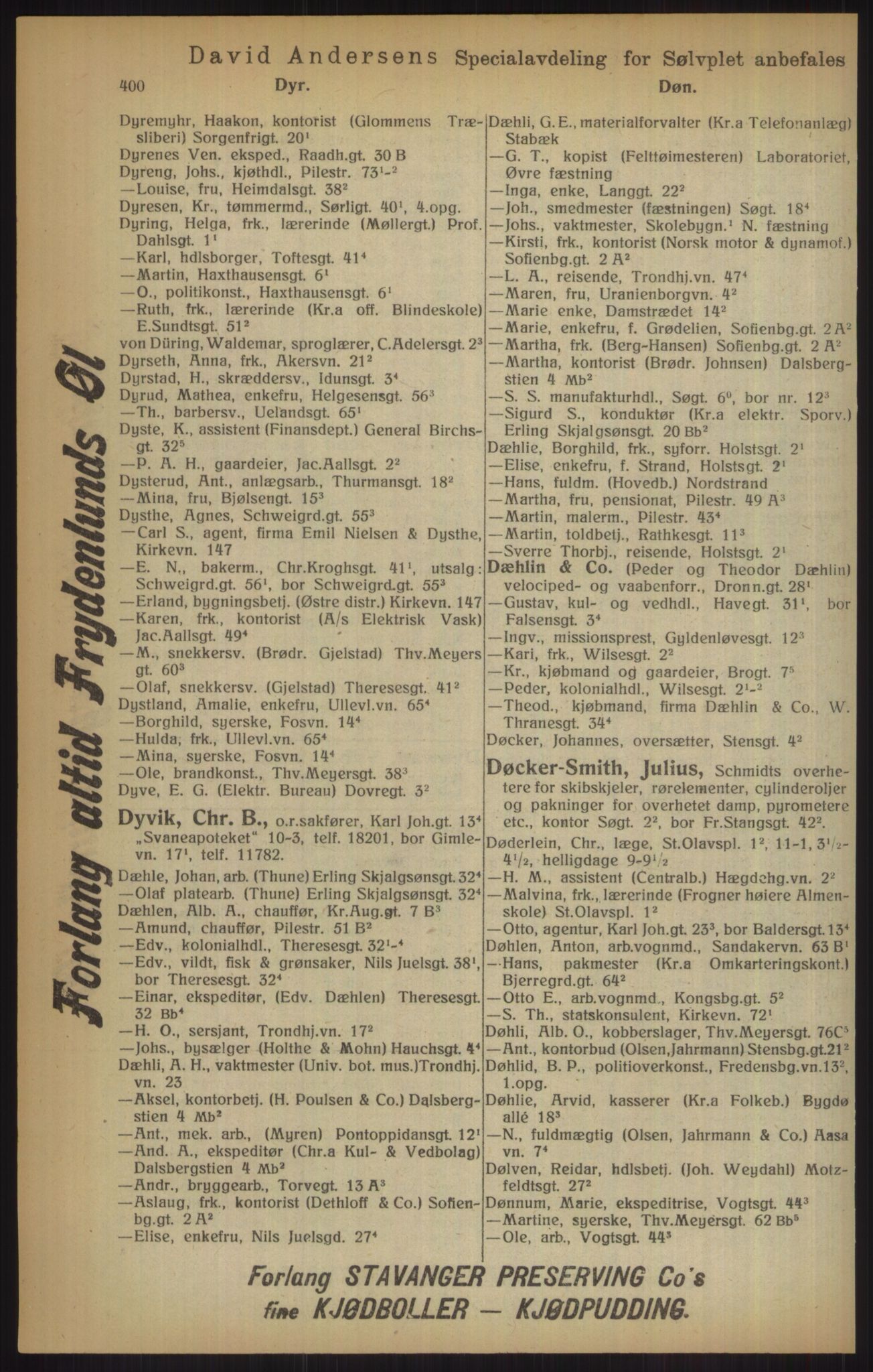 Kristiania/Oslo adressebok, PUBL/-, 1915, p. 400