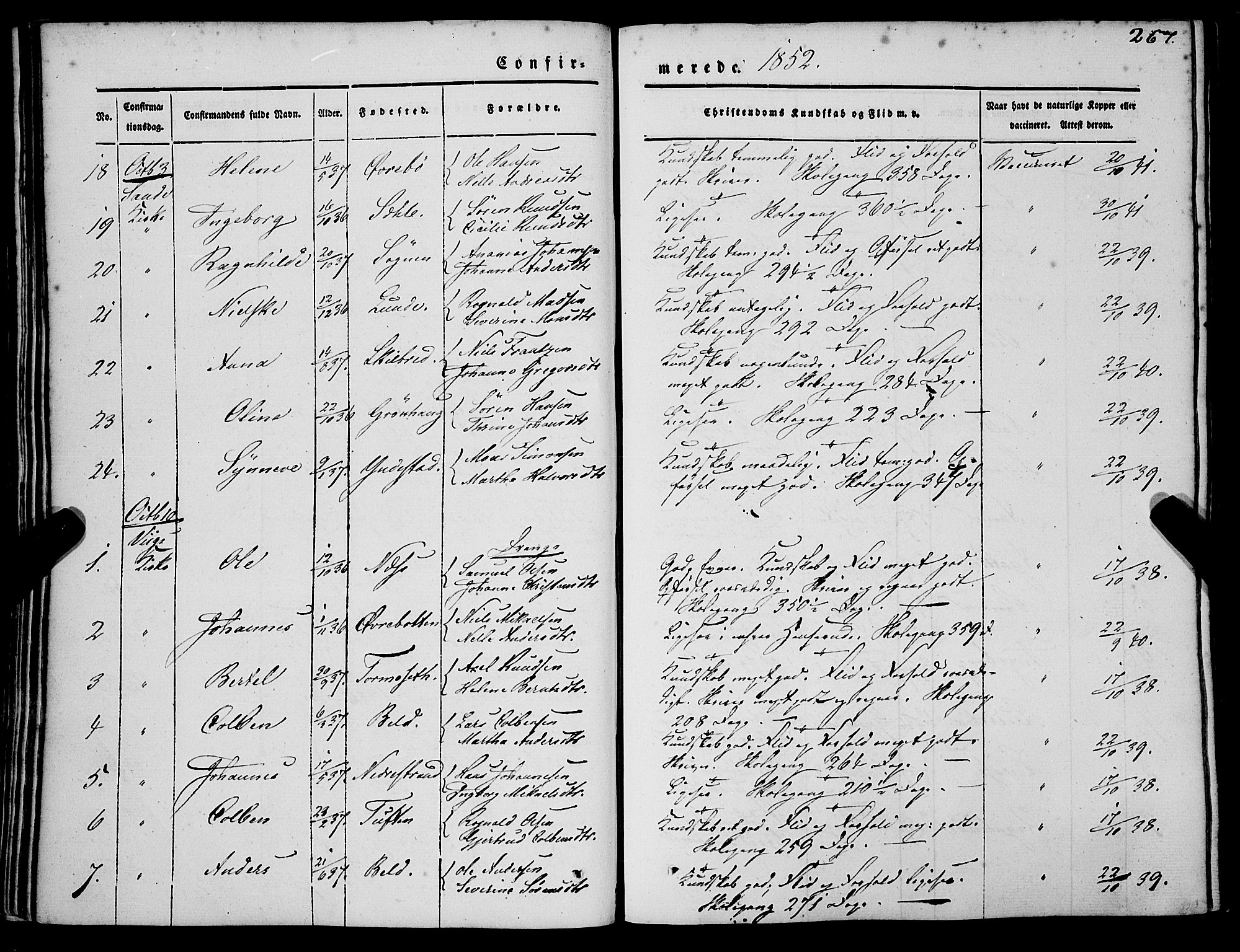 Gaular sokneprestembete, SAB/A-80001/H/Haa: Parish register (official) no. A 4I, 1840-1859, p. 267