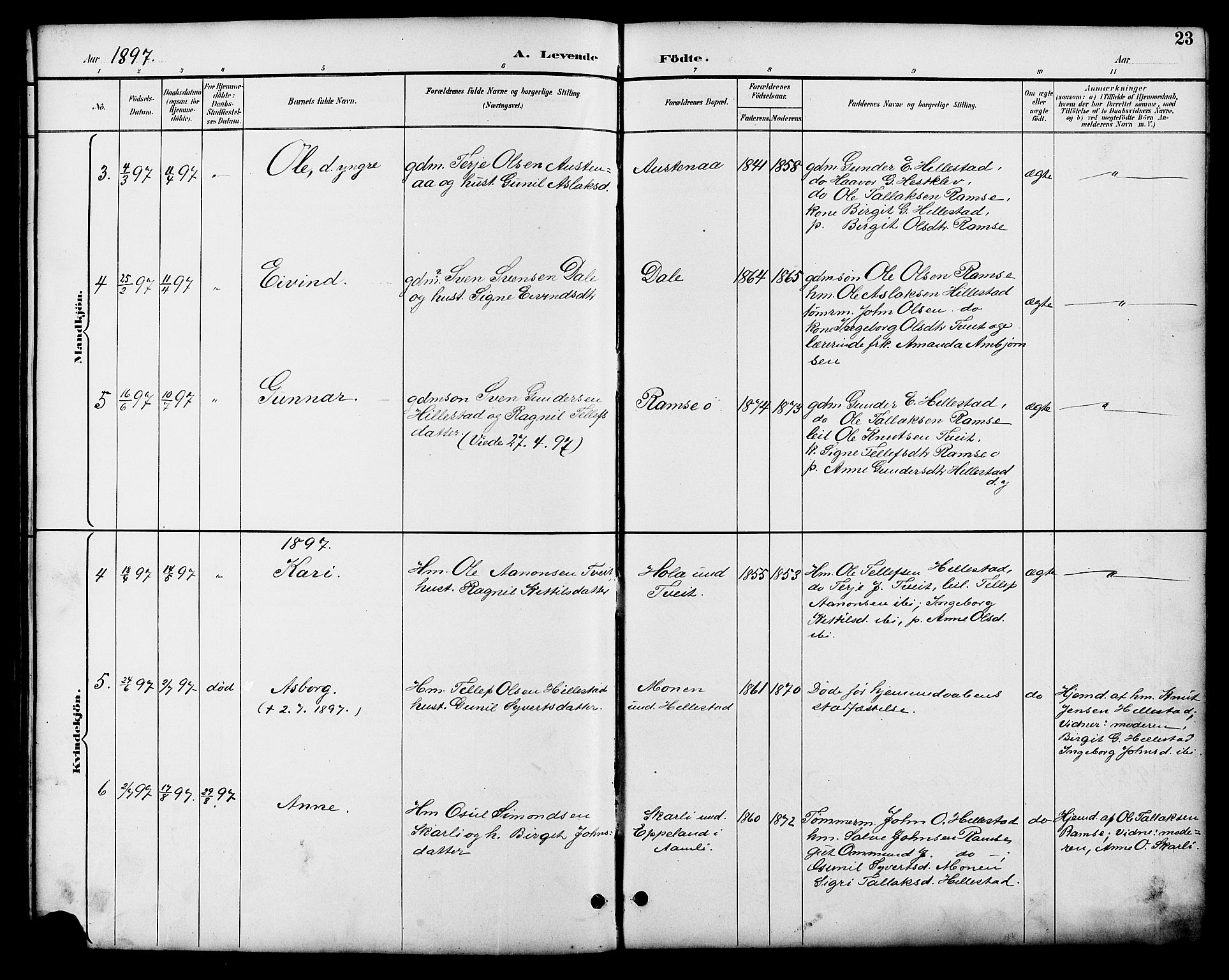 Åmli sokneprestkontor, AV/SAK-1111-0050/F/Fb/Fbb/L0002: Parish register (copy) no. B 2, 1890-1905, p. 23