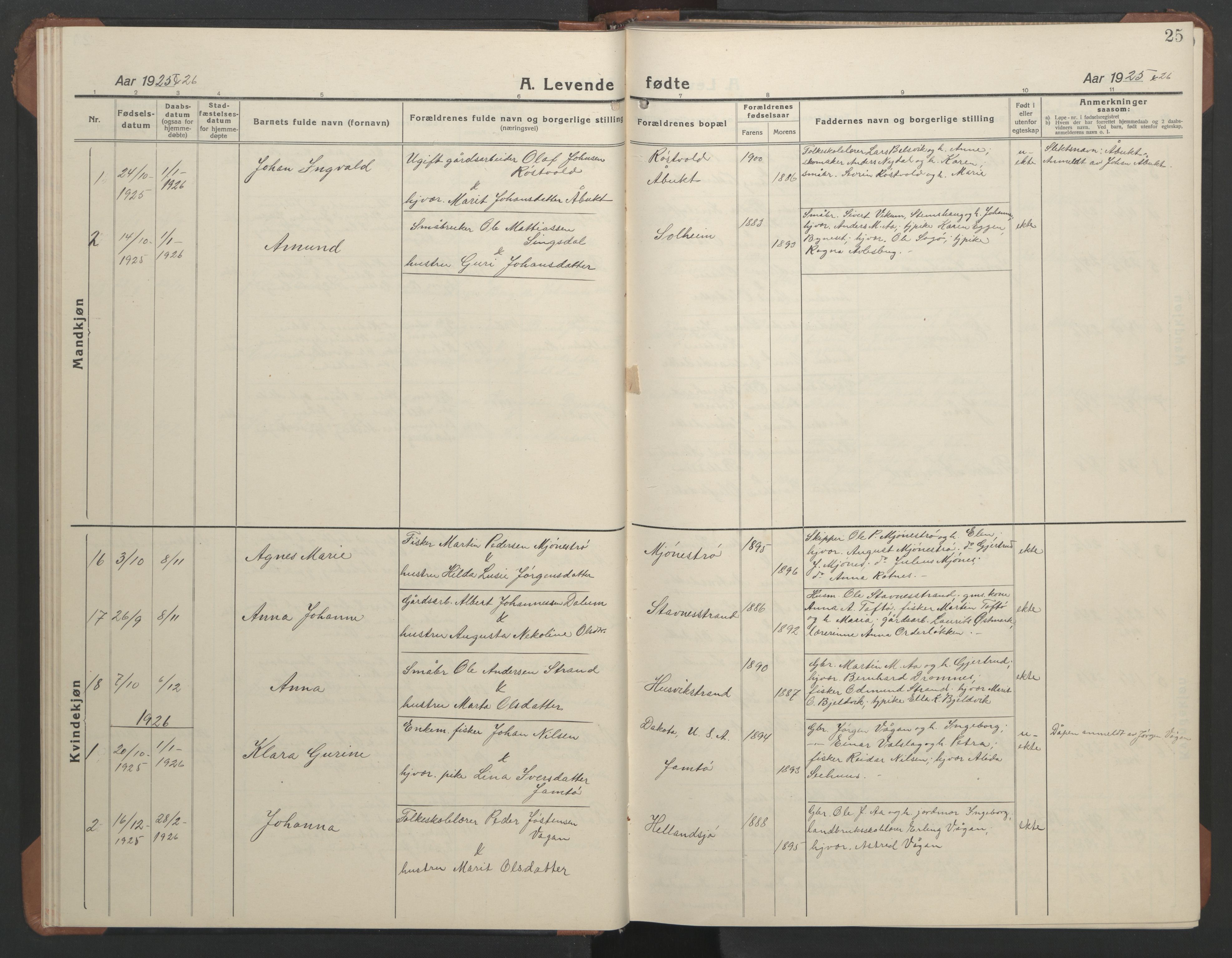 Ministerialprotokoller, klokkerbøker og fødselsregistre - Sør-Trøndelag, SAT/A-1456/633/L0521: Parish register (copy) no. 633C03, 1921-1946, p. 25