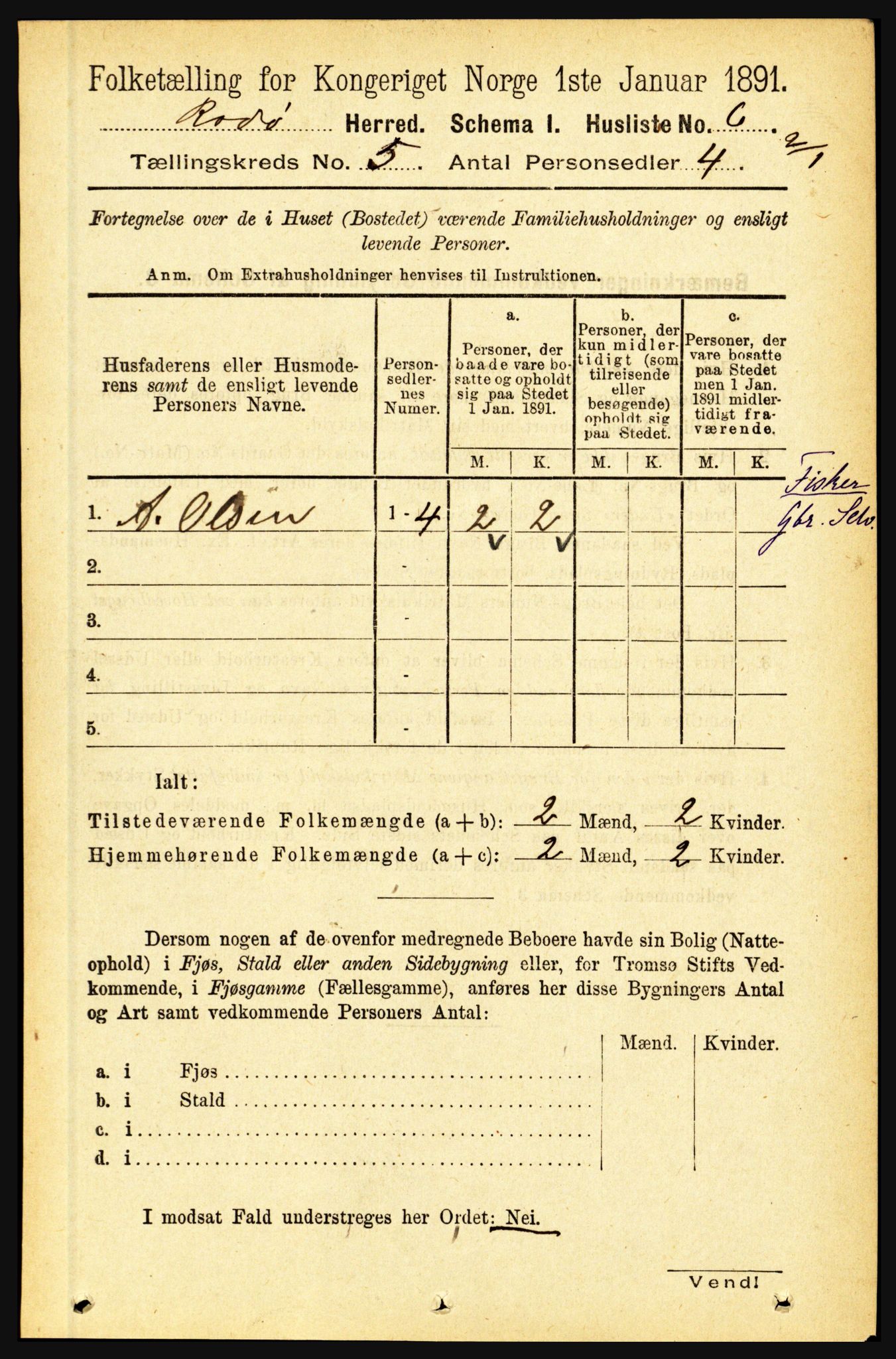 RA, 1891 census for 1836 Rødøy, 1891, p. 2352