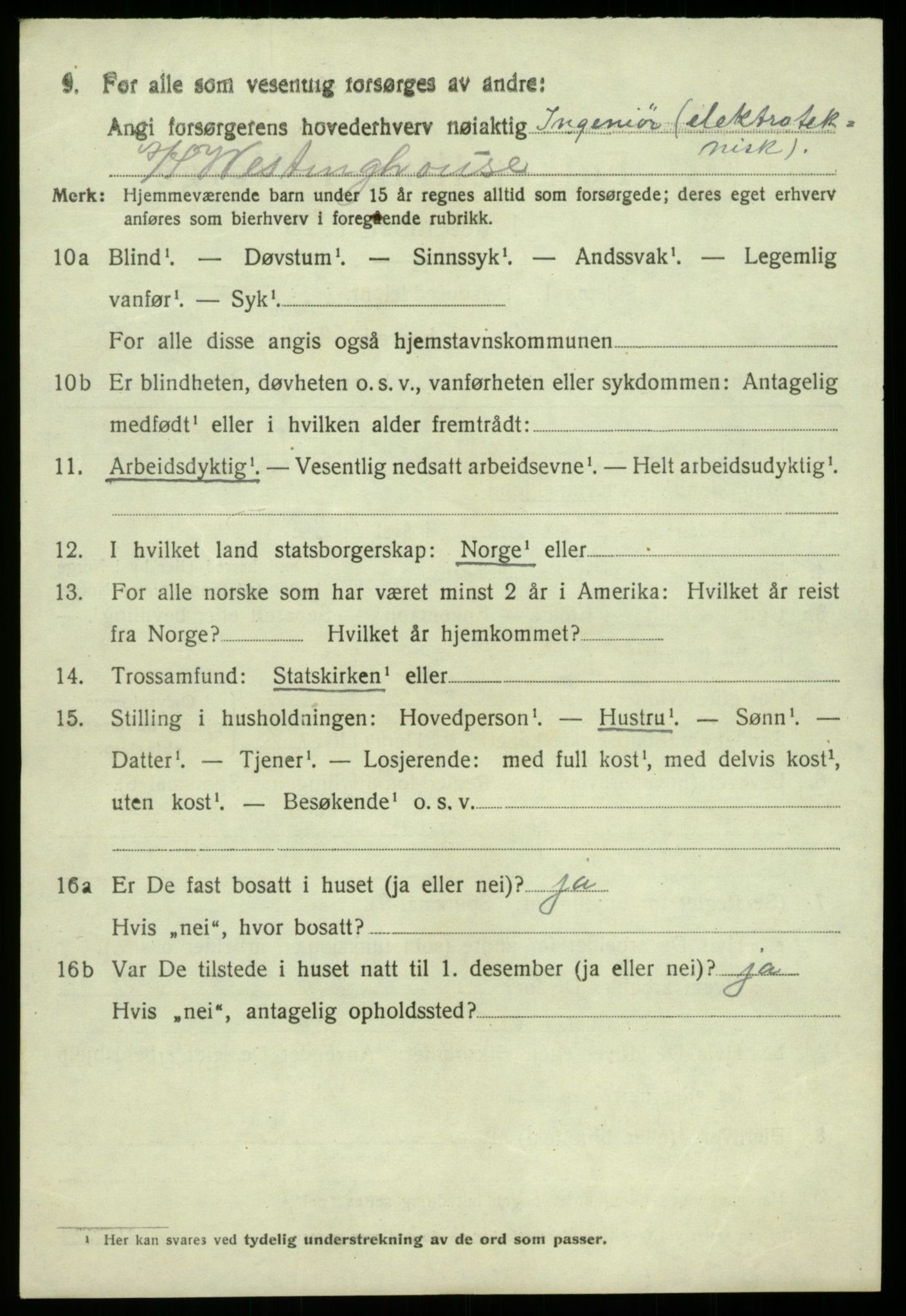 SAB, 1920 census for Kvam, 1920, p. 9196