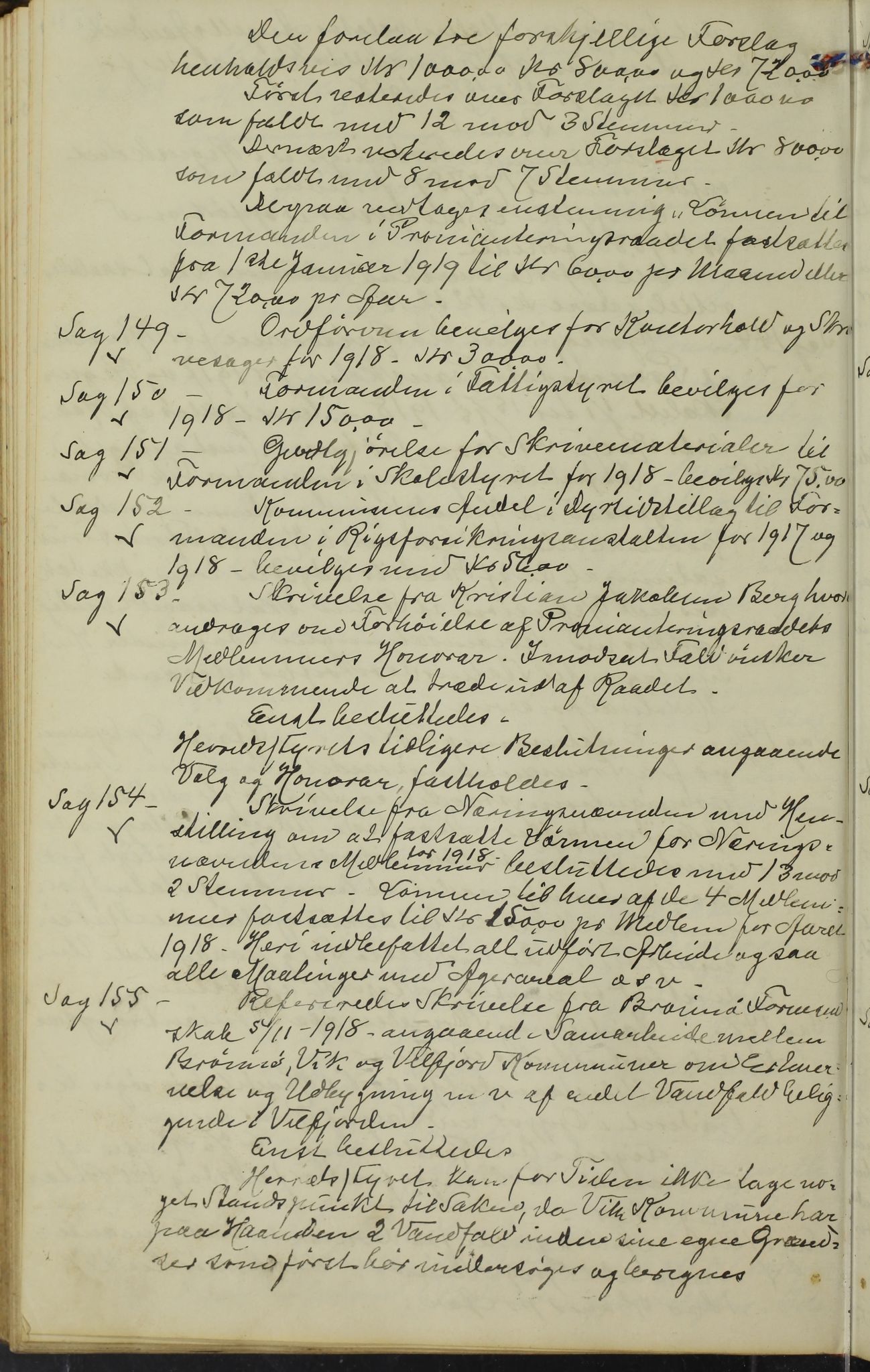 Sømna kommune. Formannskapet, AIN/K-18120.150/A/Aa/L0001: Møtebok: Formannskap/kommunestyre, 1911-1920