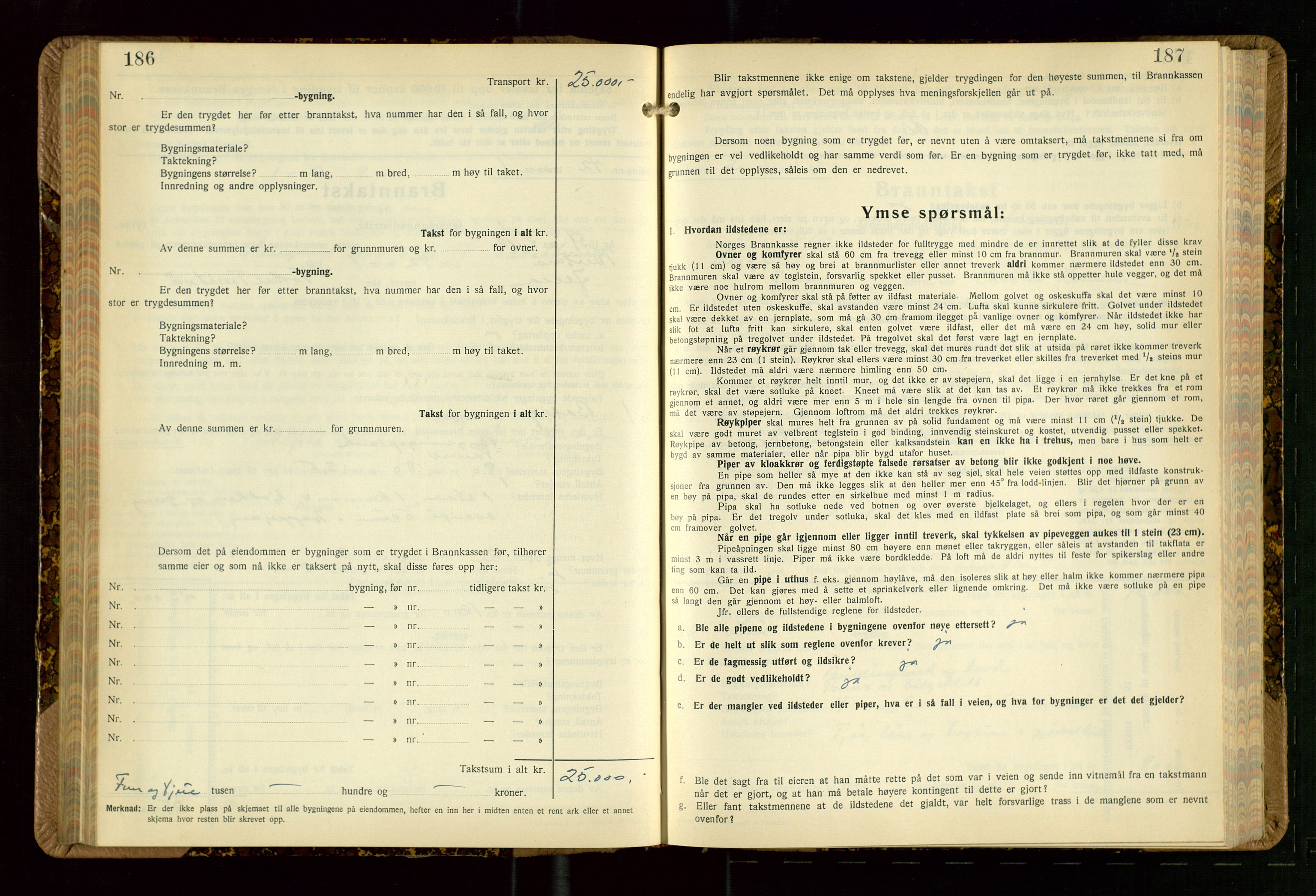 Jelsa lensmannskontor, AV/SAST-A-100360/Gob/L0003: "Branntakstprotokoll", 1942-1955, p. 186-187