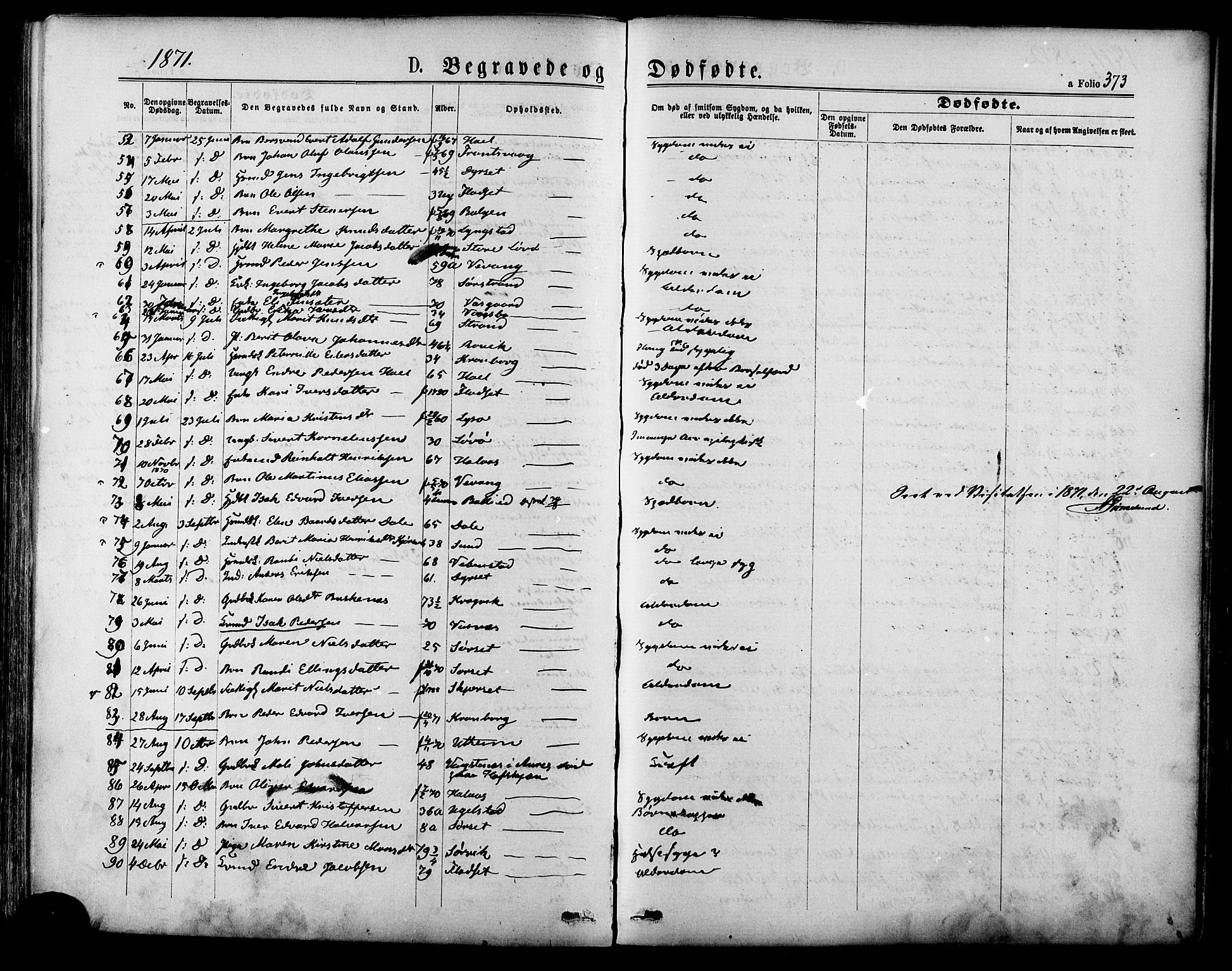 Ministerialprotokoller, klokkerbøker og fødselsregistre - Møre og Romsdal, SAT/A-1454/568/L0805: Parish register (official) no. 568A12 /1, 1869-1884, p. 373