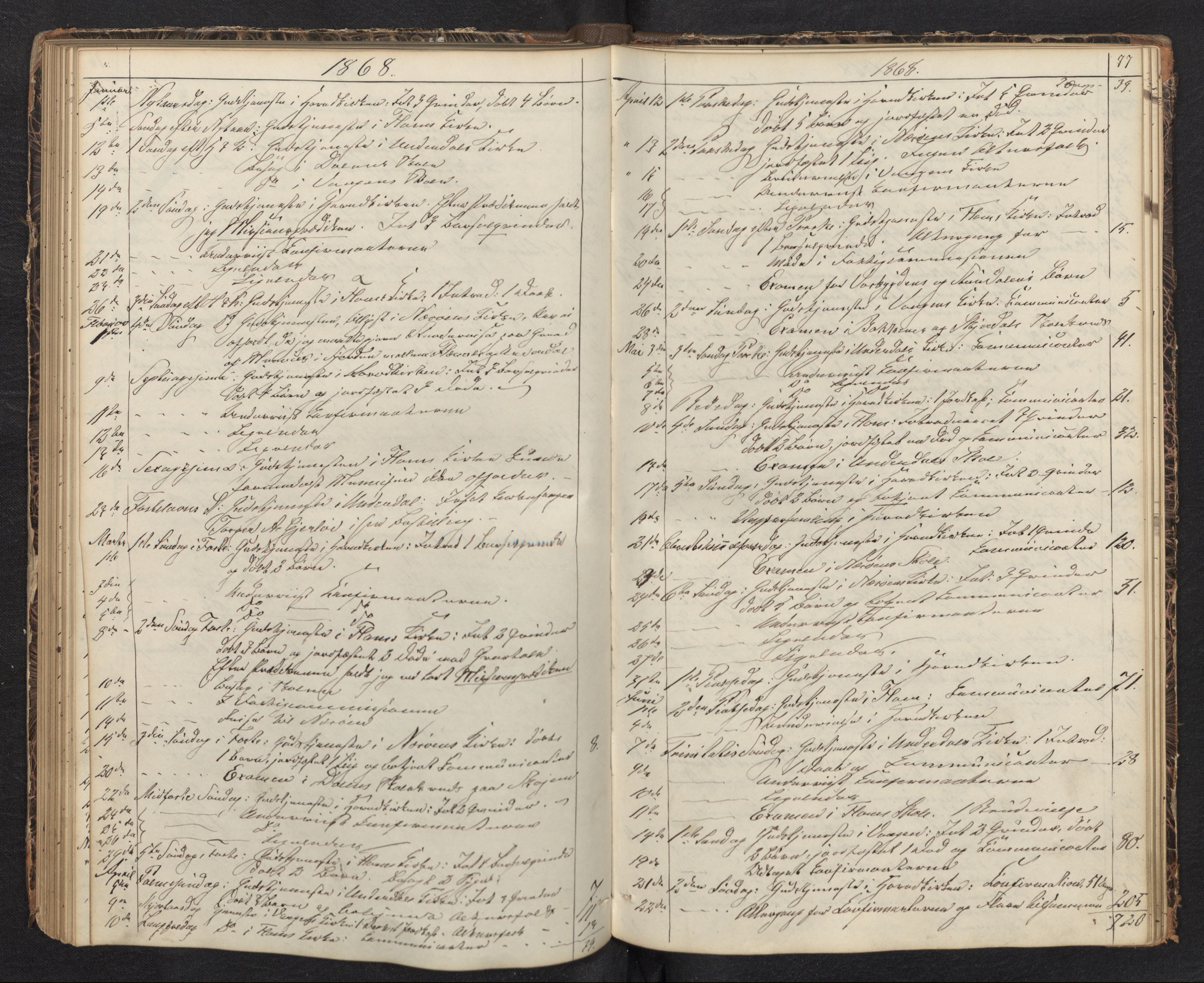 Aurland sokneprestembete, AV/SAB-A-99937/H/Ha/Haf: Diary records no. F 0, 1844-1876, p. 76b-77a