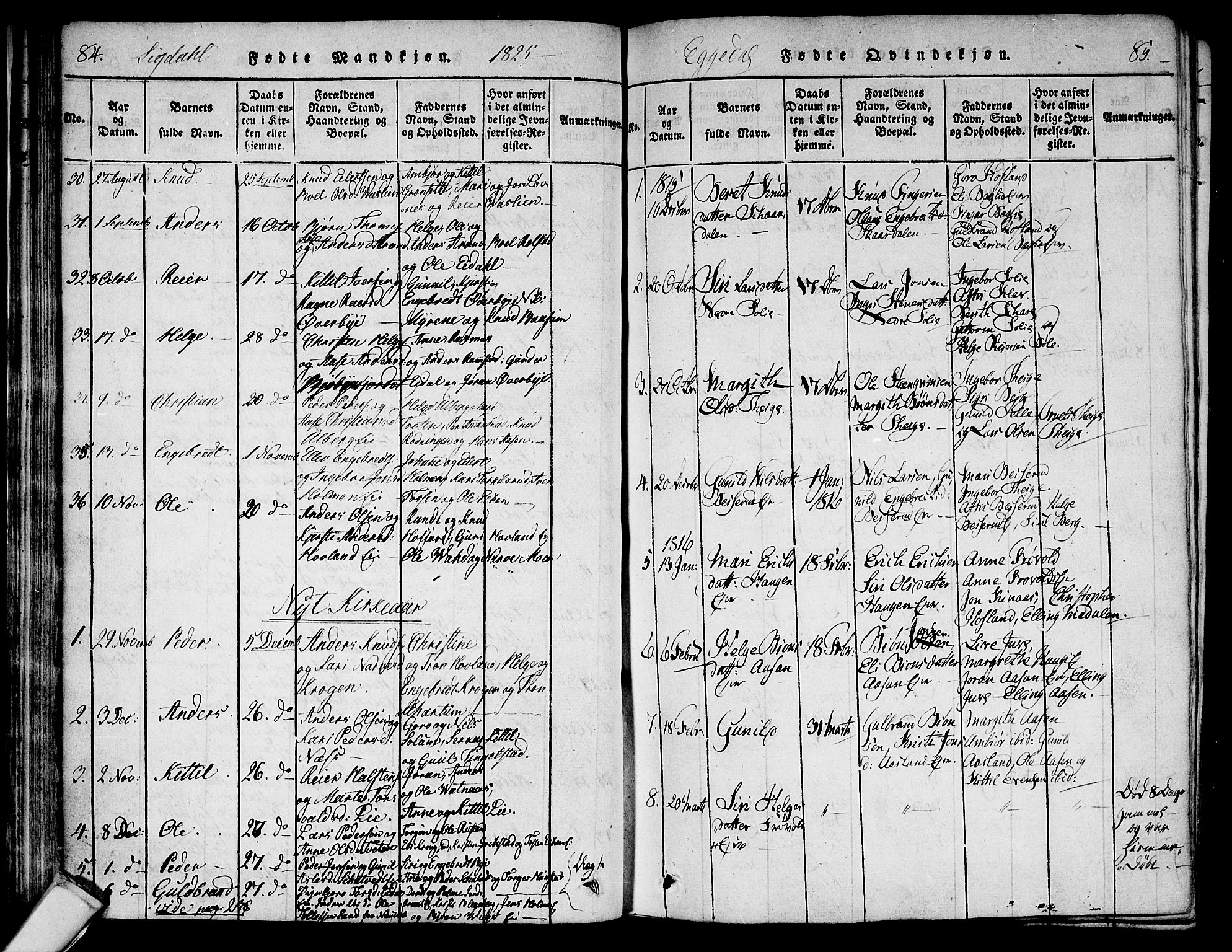 Sigdal kirkebøker, AV/SAKO-A-245/F/Fa/L0005: Parish register (official) no. I 5 /1, 1815-1829, p. 84-85