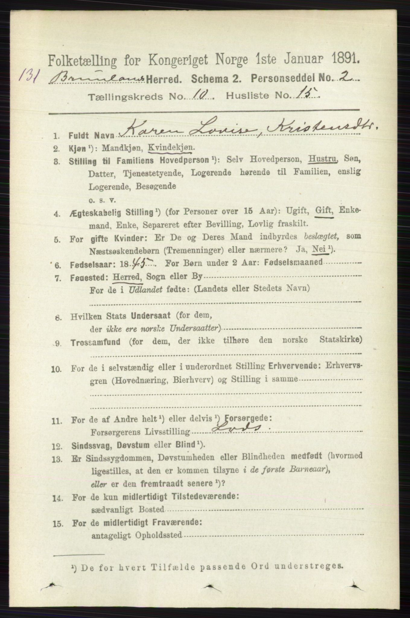 RA, 1891 census for 0726 Brunlanes, 1891, p. 4868