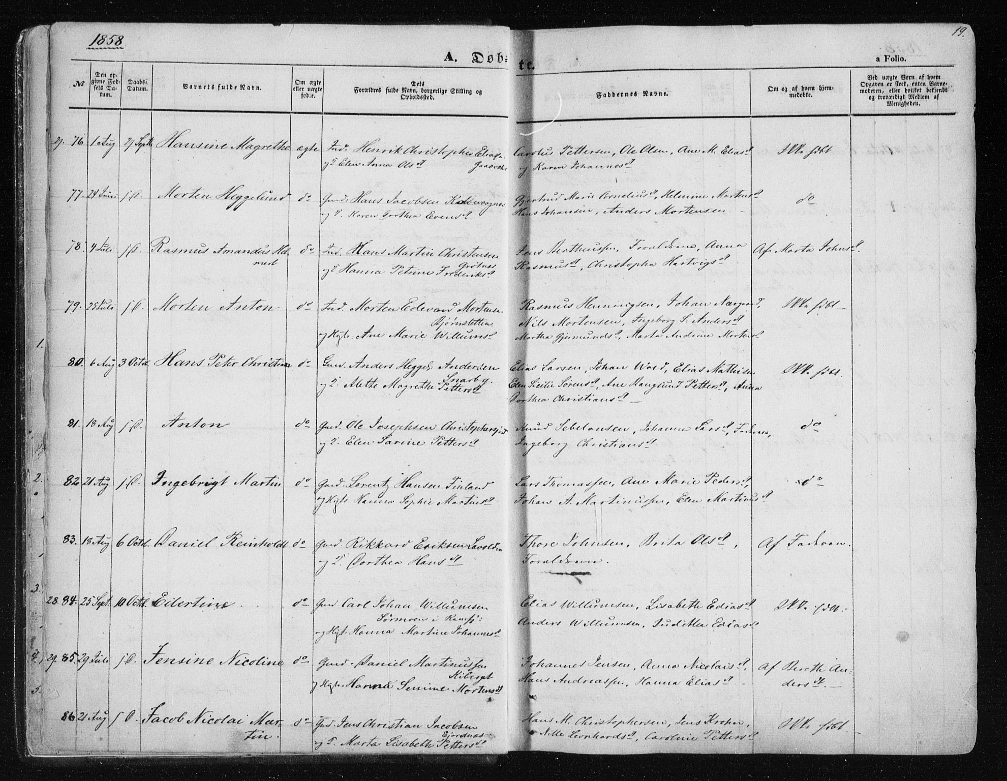 Tromsøysund sokneprestkontor, SATØ/S-1304/G/Ga/L0001kirke: Parish register (official) no. 1, 1856-1867, p. 19