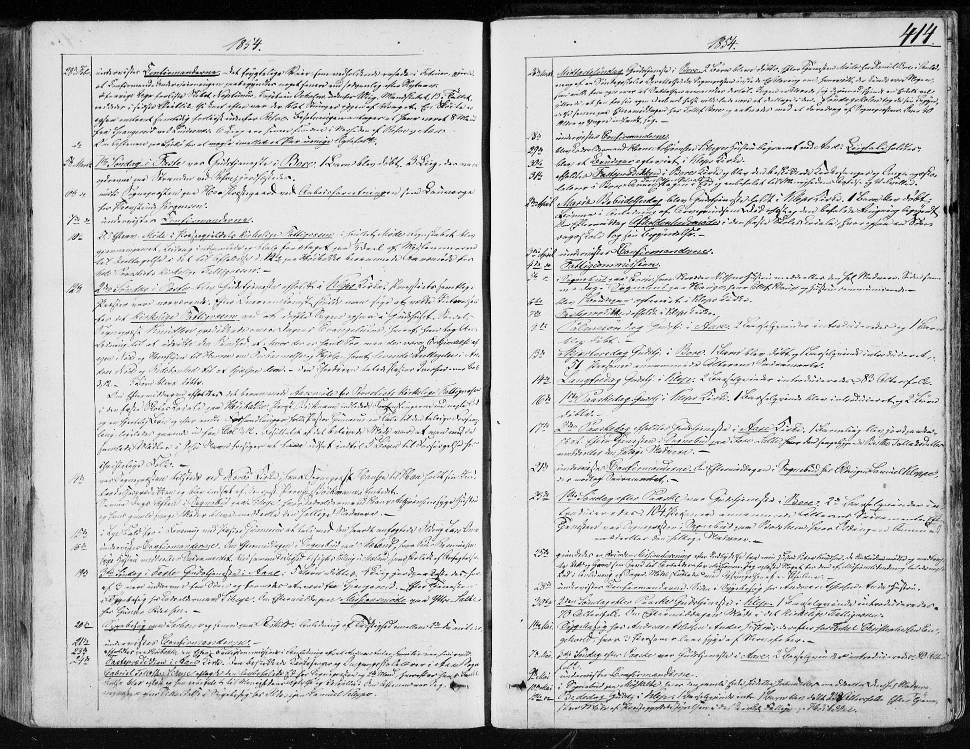 Klepp sokneprestkontor, AV/SAST-A-101803/001/3/30BA/L0005: Parish register (official) no. A 5, 1853-1870, p. 414