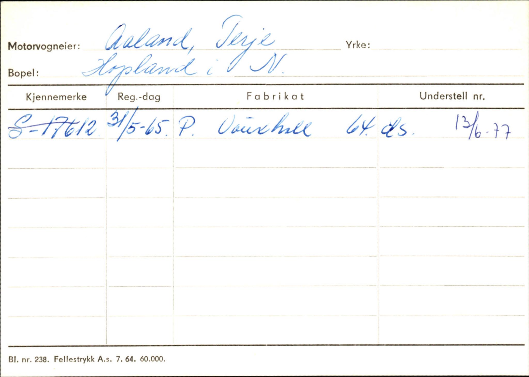 Statens vegvesen, Sogn og Fjordane vegkontor, SAB/A-5301/4/F/L0131: Eigarregister Høyanger P-Å. Stryn S-Å, 1945-1975, p. 2551