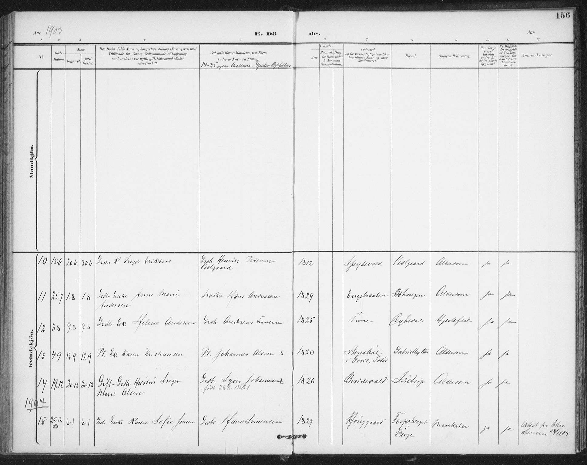 Varteig prestekontor Kirkebøker, SAO/A-10447a/F/Fa/L0003: Parish register (official) no. 3, 1899-1919, p. 156