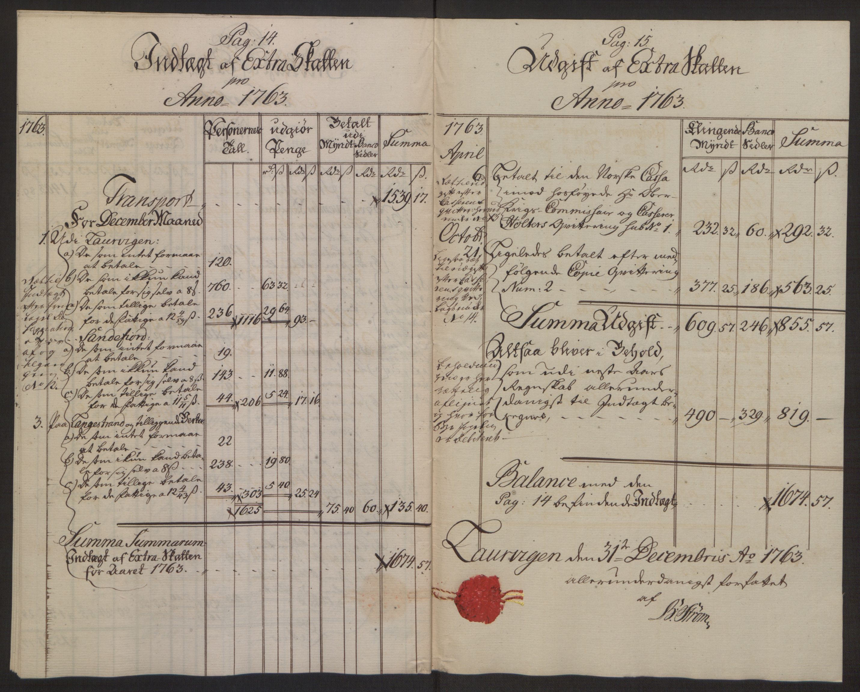 Rentekammeret inntil 1814, Reviderte regnskaper, Byregnskaper, AV/RA-EA-4066/R/Ri/L0183/0001: [I4] Kontribusjonsregnskap / Ekstraskatt, 1762-1768, p. 89