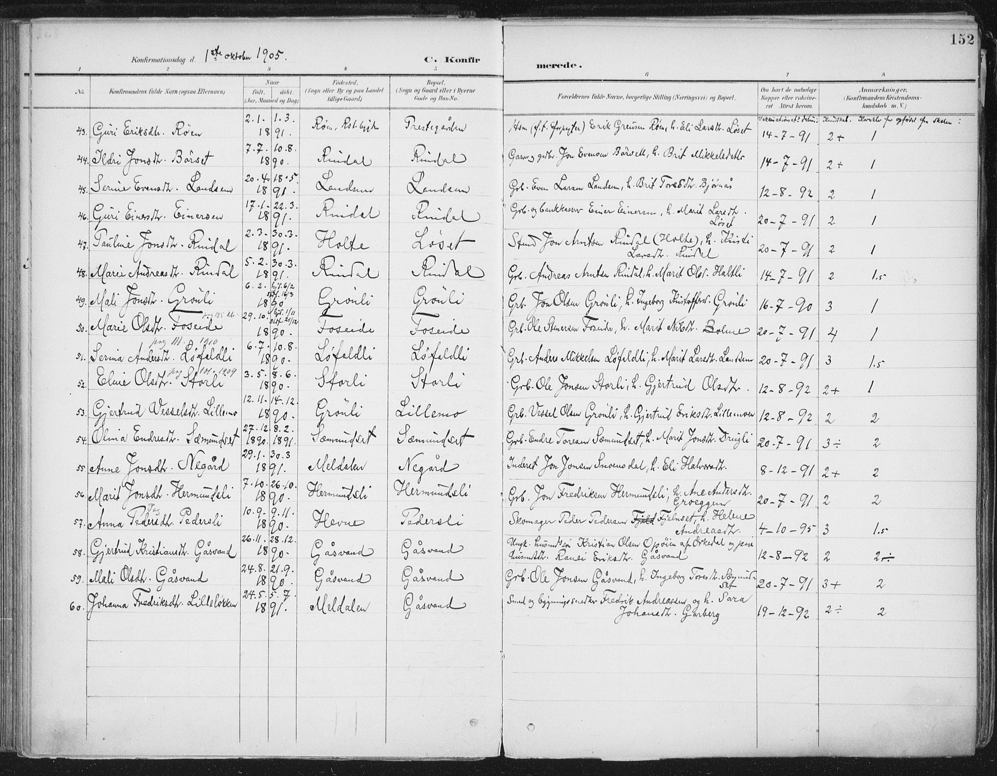 Ministerialprotokoller, klokkerbøker og fødselsregistre - Møre og Romsdal, AV/SAT-A-1454/598/L1072: Parish register (official) no. 598A06, 1896-1910, p. 152
