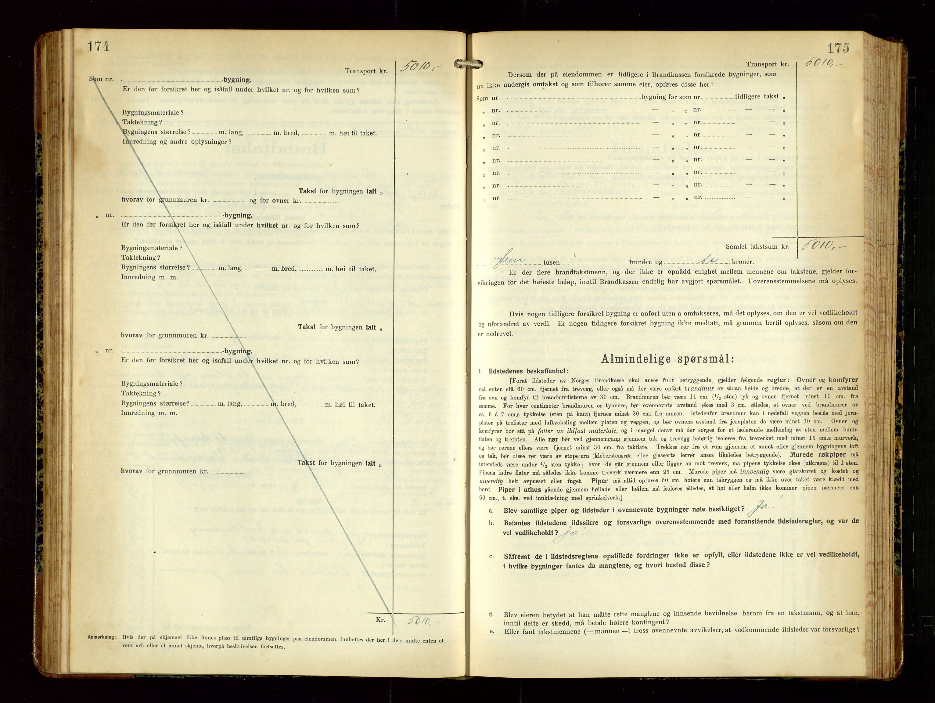 Høyland/Sandnes lensmannskontor, SAST/A-100166/Gob/L0004: "Brandtakstprotokol", 1924-1933, p. 174-175