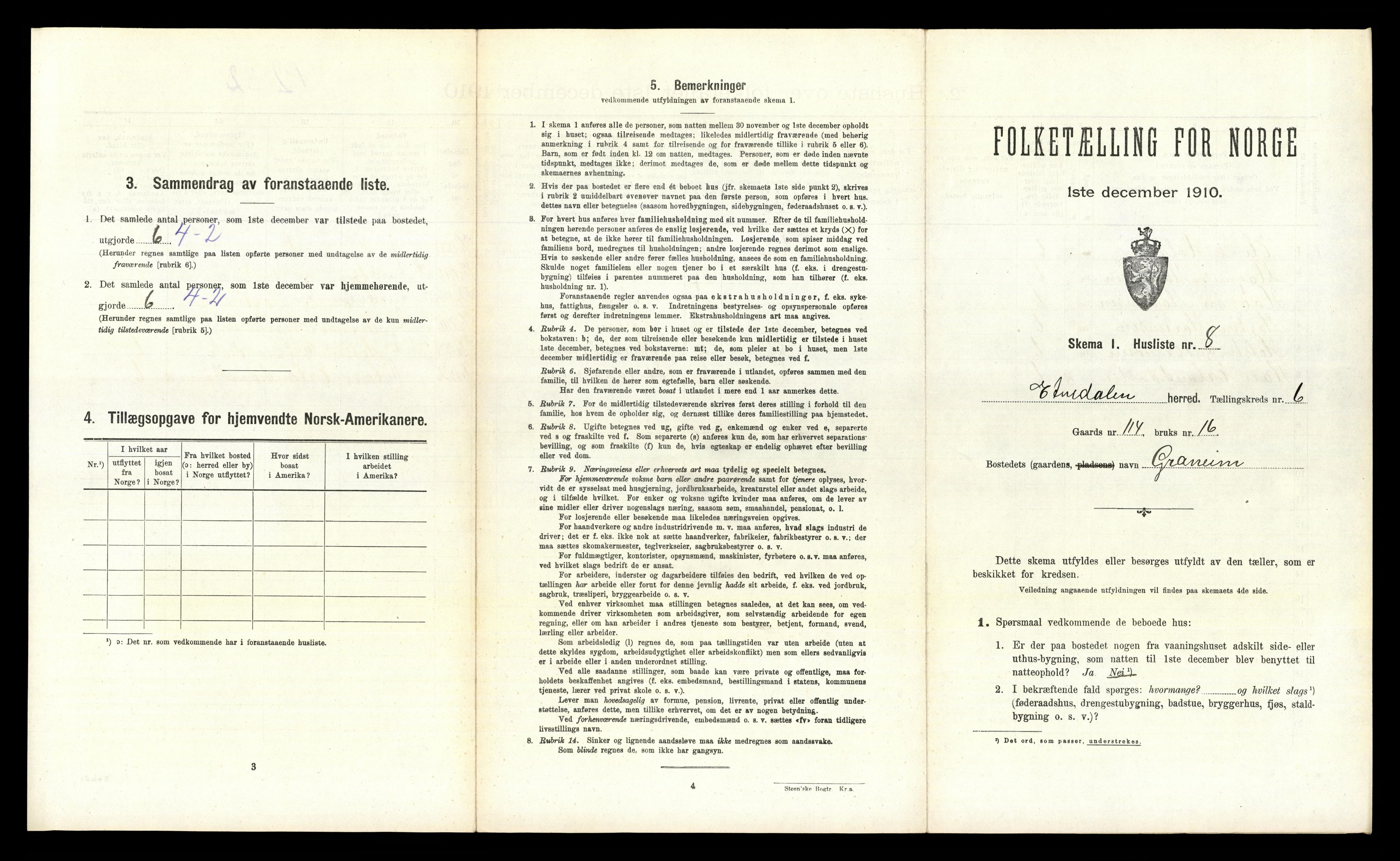 RA, 1910 census for Etnedal, 1910, p. 451