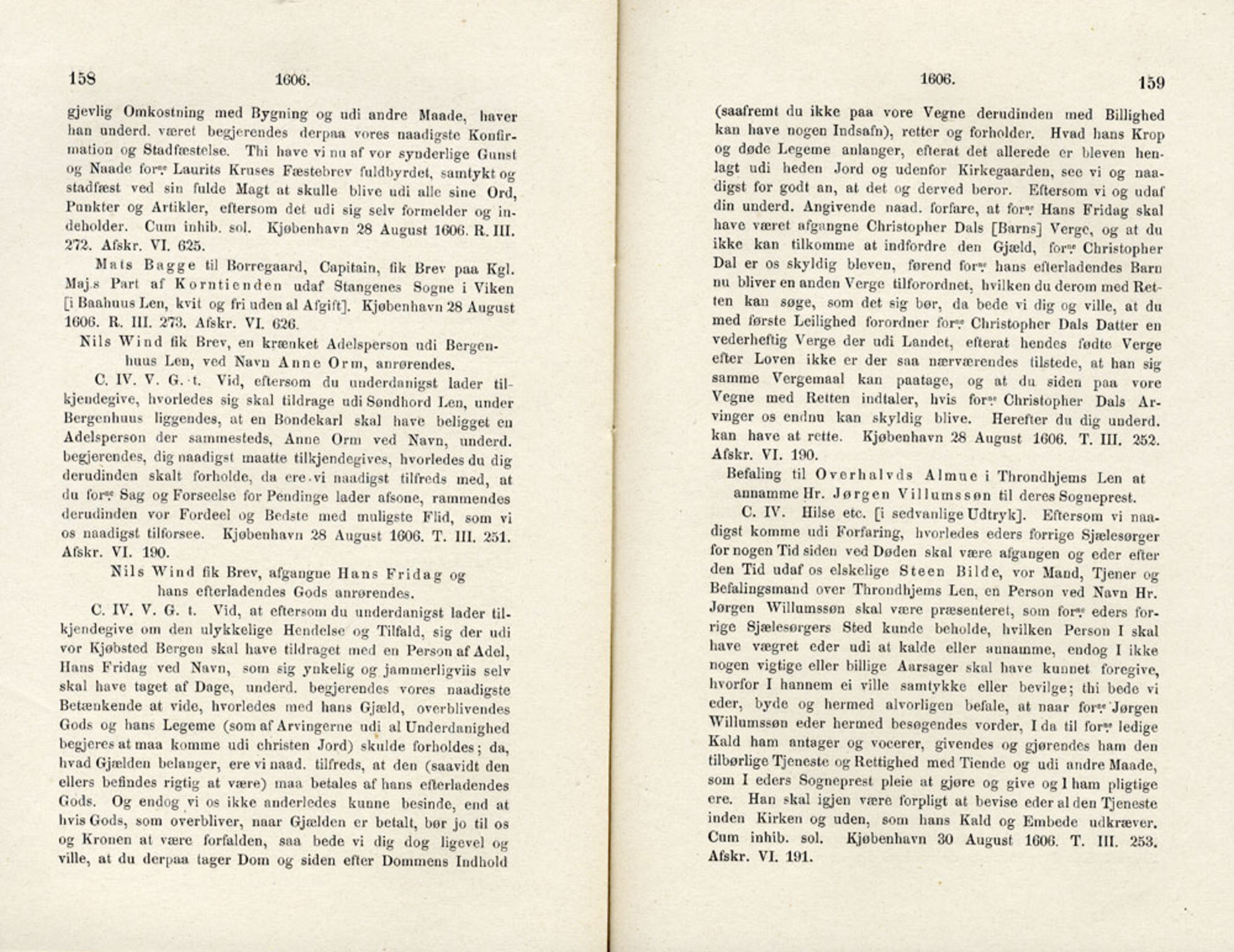 Publikasjoner utgitt av Det Norske Historiske Kildeskriftfond, PUBL/-/-/-: Norske Rigs-Registranter, bind 4, 1603-1618, p. 158-159