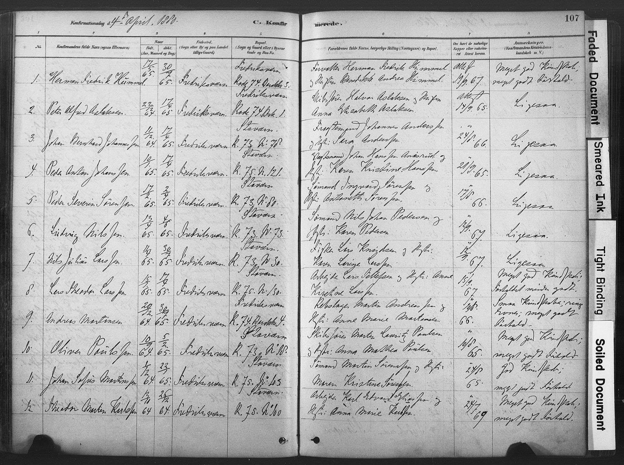 Stavern kirkebøker, SAKO/A-318/F/Fa/L0008: Parish register (official) no. 8, 1878-1905, p. 107