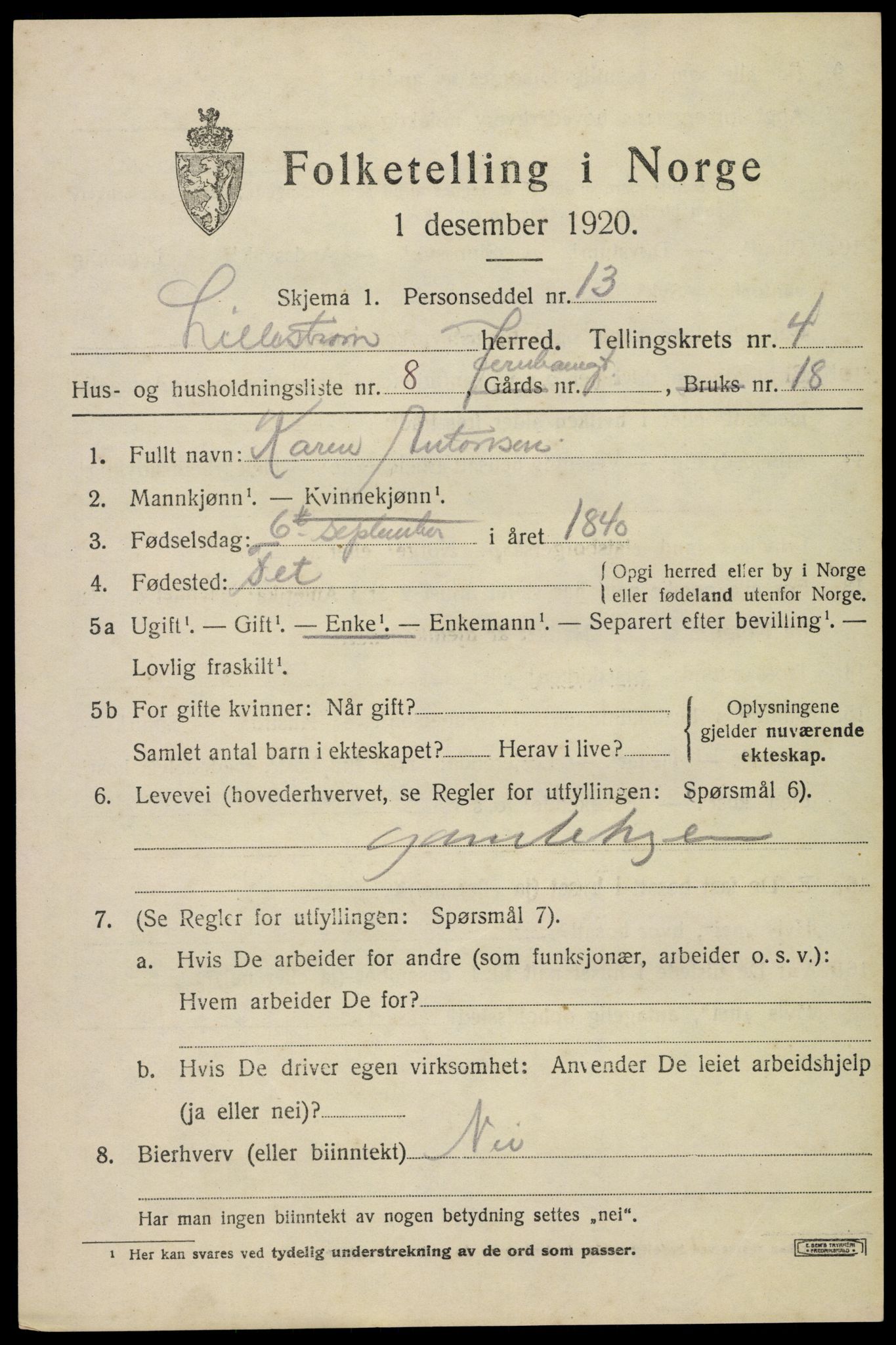 SAO, 1920 census for Lillestrøm, 1920, p. 11308