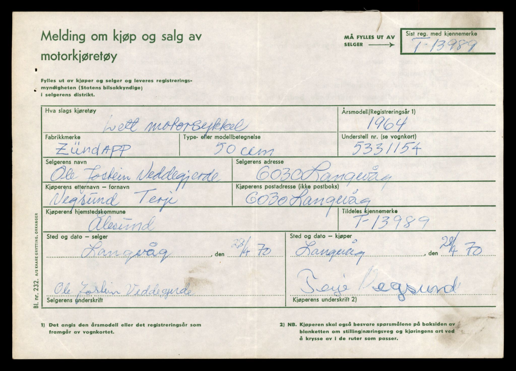 Møre og Romsdal vegkontor - Ålesund trafikkstasjon, AV/SAT-A-4099/F/Fe/L0042: Registreringskort for kjøretøy T 13906 - T 14079, 1927-1998, p. 1199