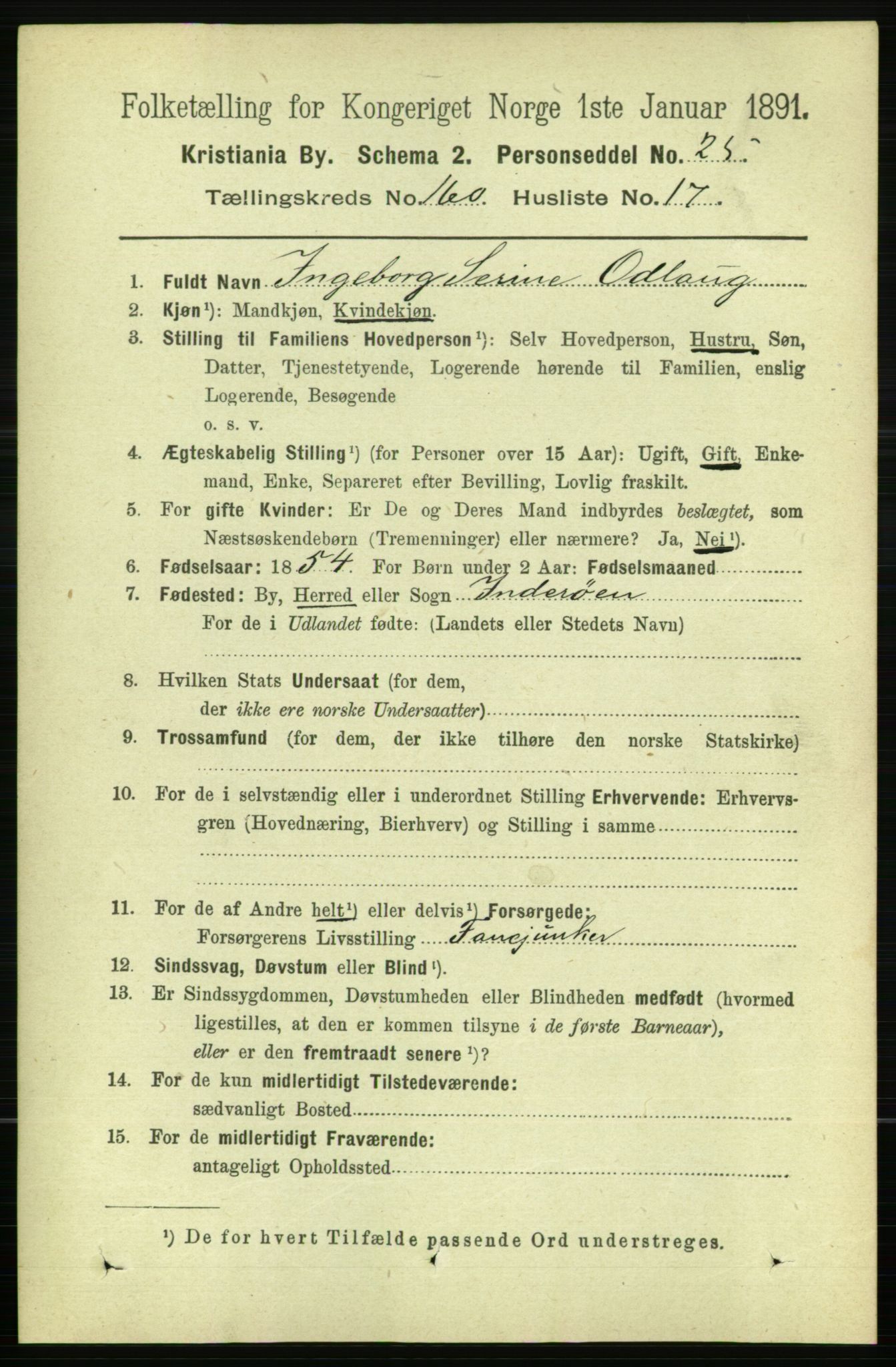 RA, 1891 census for 0301 Kristiania, 1891, p. 91146