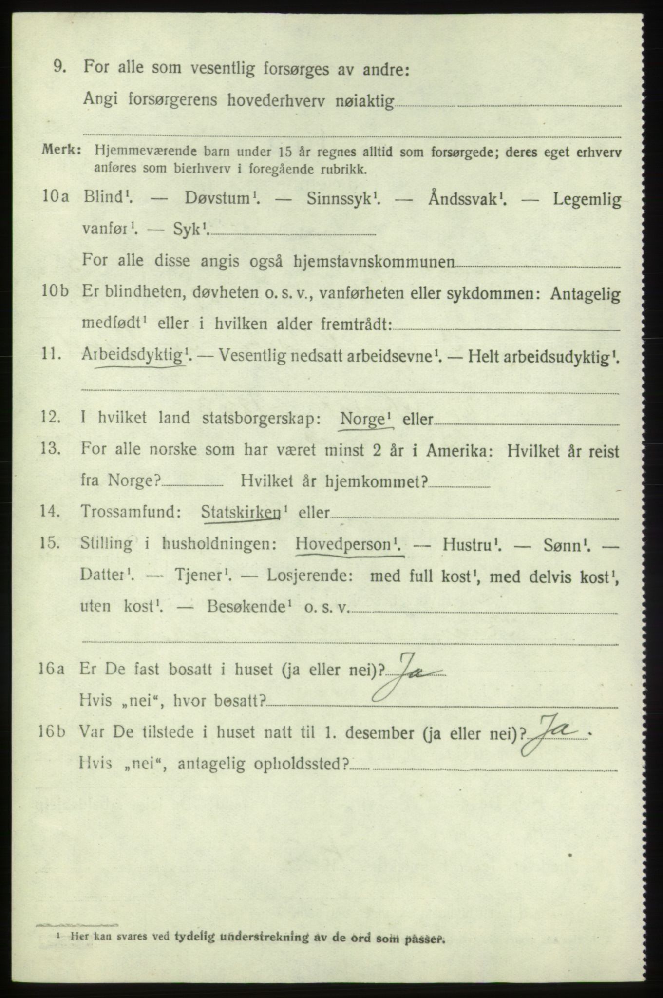 SAB, 1920 census for Bremnes, 1920, p. 3045