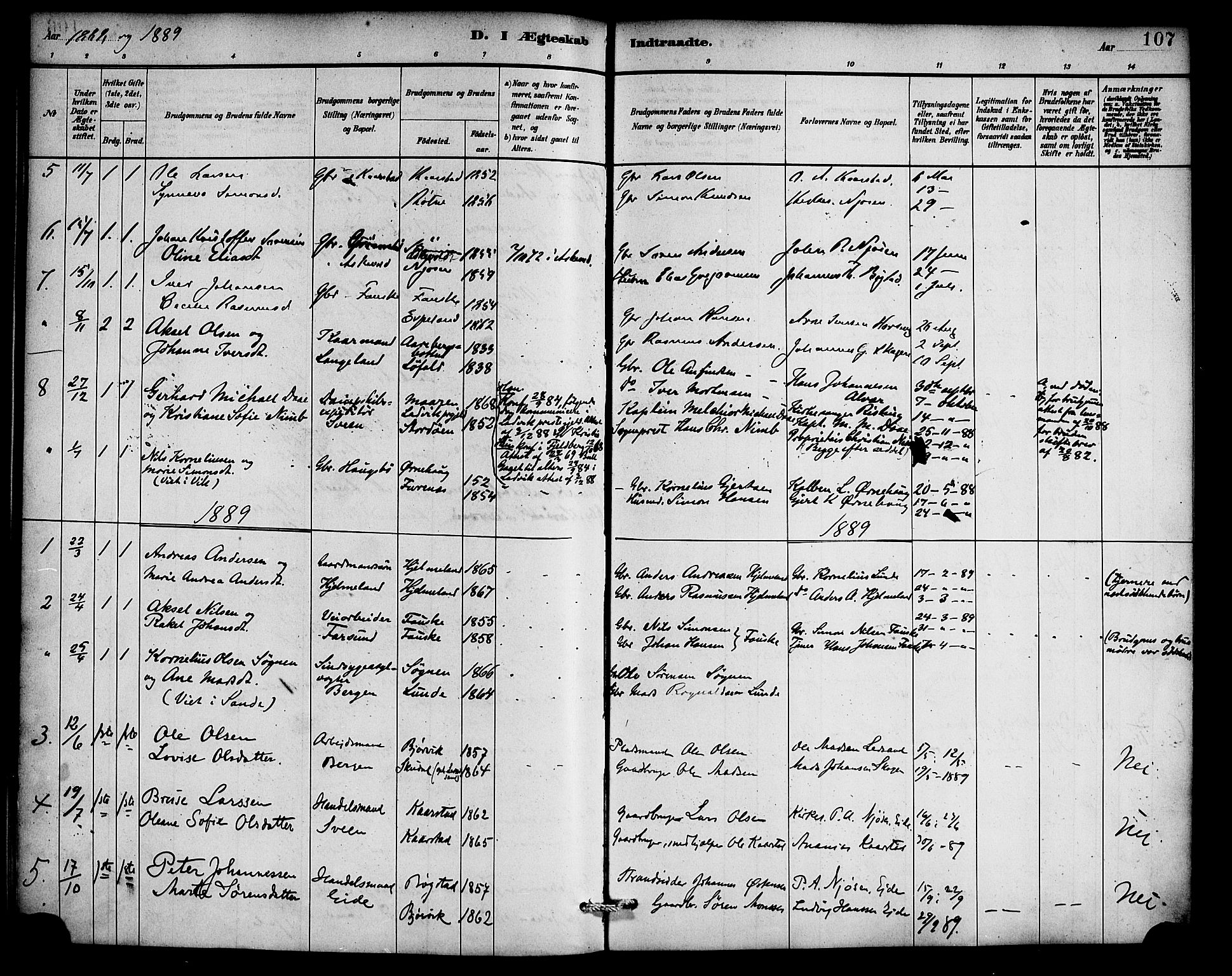 Gaular sokneprestembete, AV/SAB-A-80001/H/Haa: Parish register (official) no. C 1, 1882-1897, p. 107