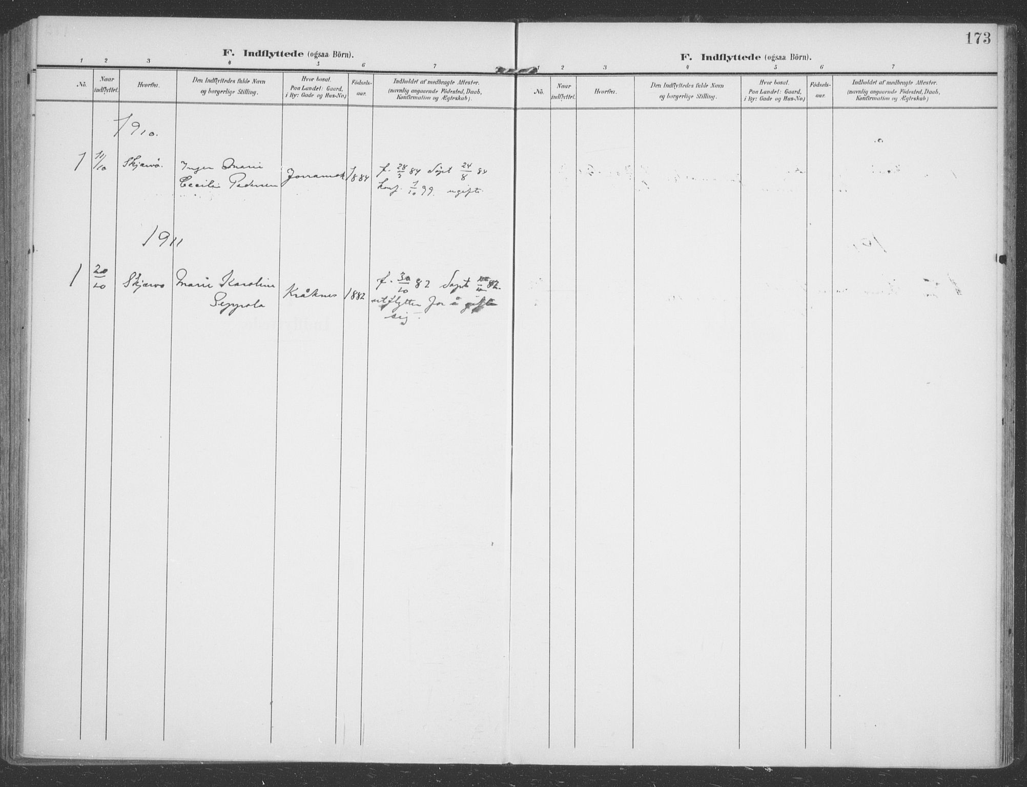 Talvik sokneprestkontor, SATØ/S-1337/H/Ha/L0017kirke: Parish register (official) no. 17, 1906-1915, p. 173