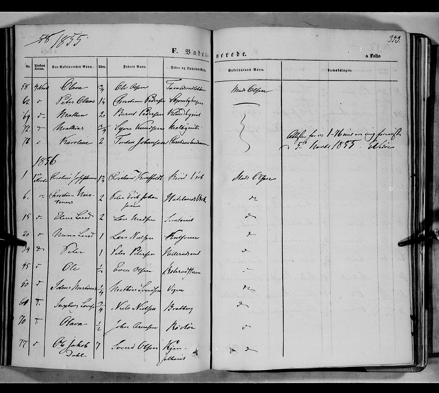 Biri prestekontor, SAH/PREST-096/H/Ha/Haa/L0005: Parish register (official) no. 5, 1843-1854, p. 343