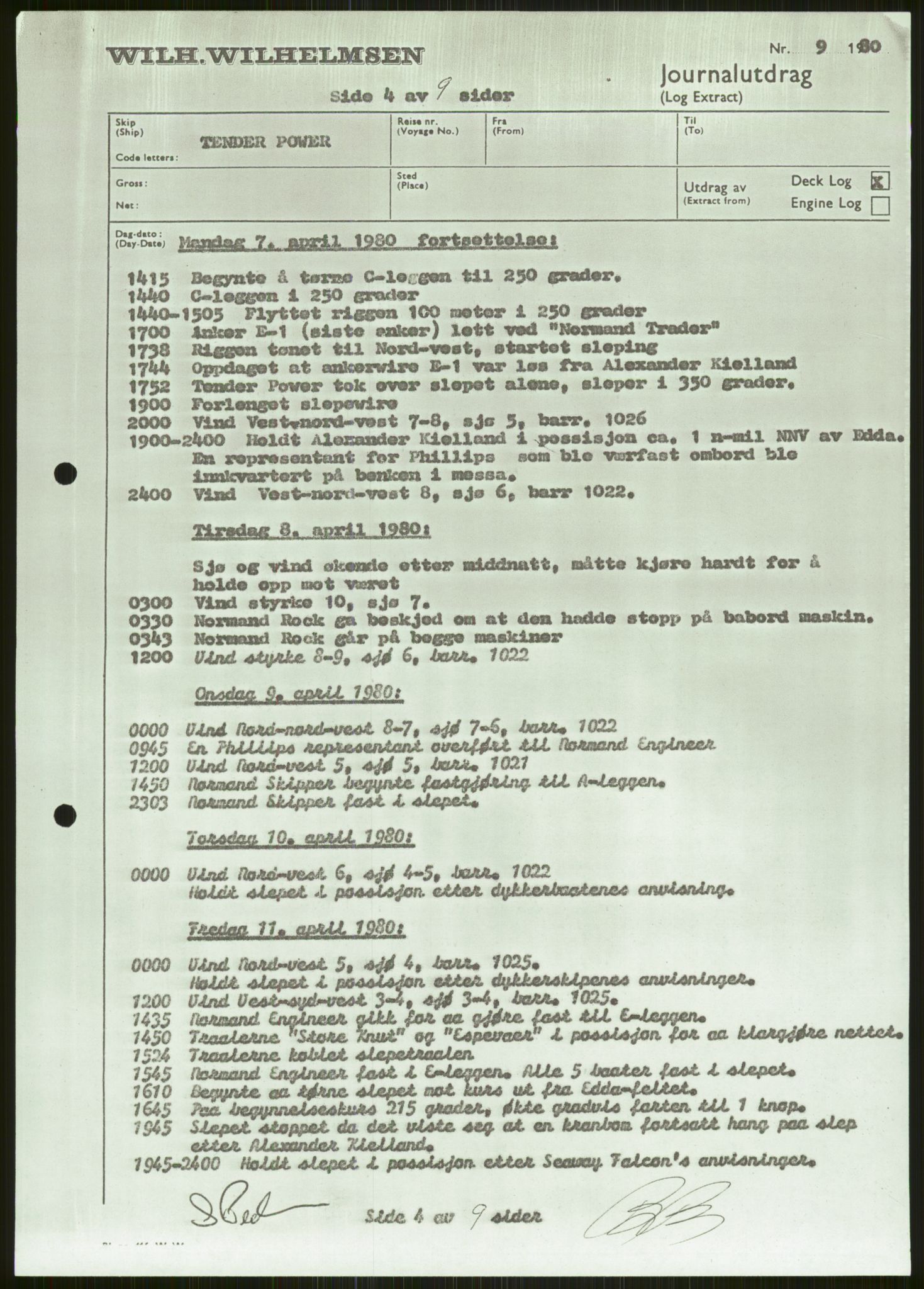 Justisdepartementet, Granskningskommisjonen ved Alexander Kielland-ulykken 27.3.1980, AV/RA-S-1165/D/L0006: A Alexander L. Kielland (Doku.liste + A3-A6, A11-A13, A18-A20-A21, A23, A31 av 31)/Dykkerjournaler, 1980-1981, p. 78