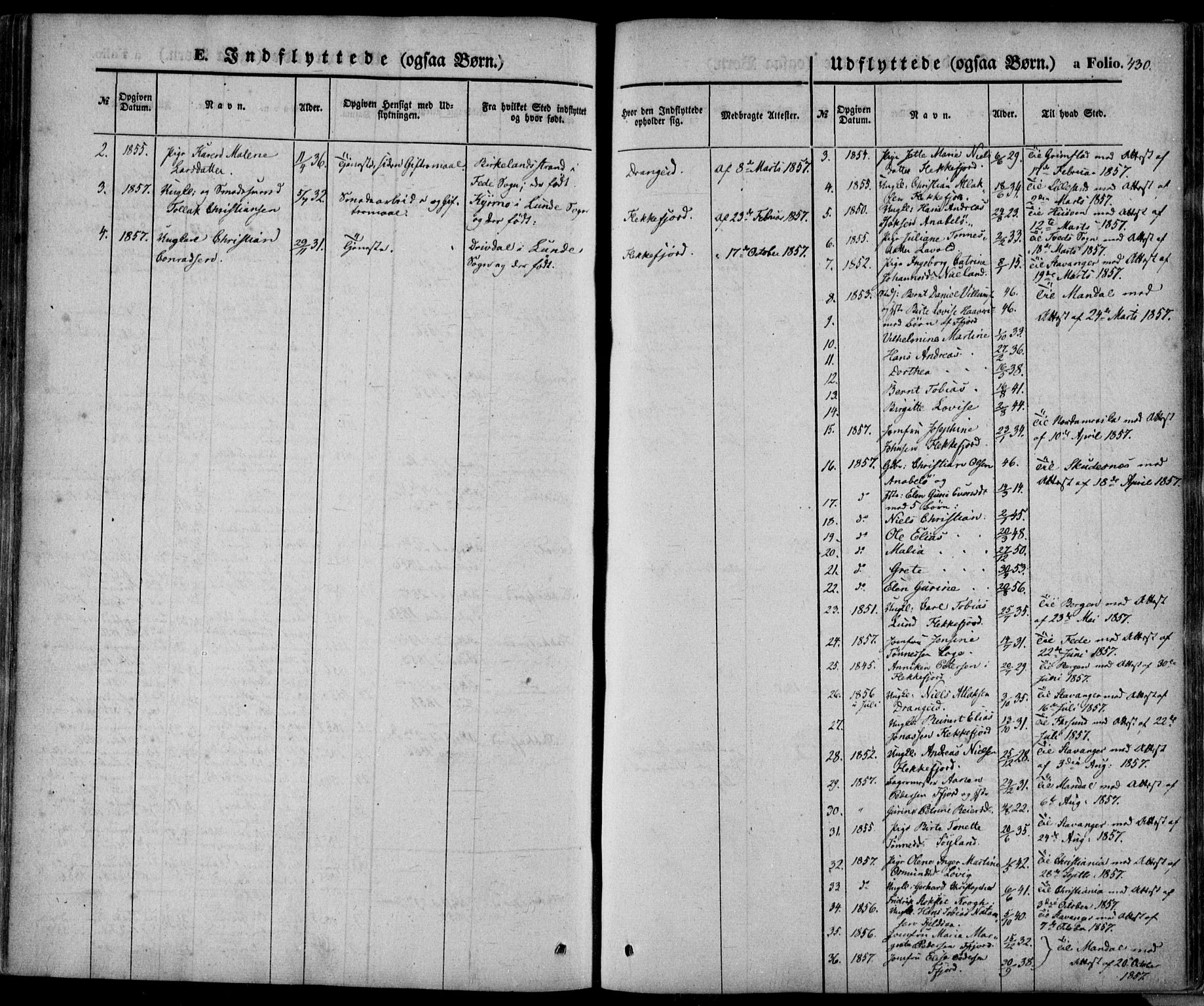 Flekkefjord sokneprestkontor, AV/SAK-1111-0012/F/Fa/Fac/L0005: Parish register (official) no. A 5, 1849-1875, p. 430