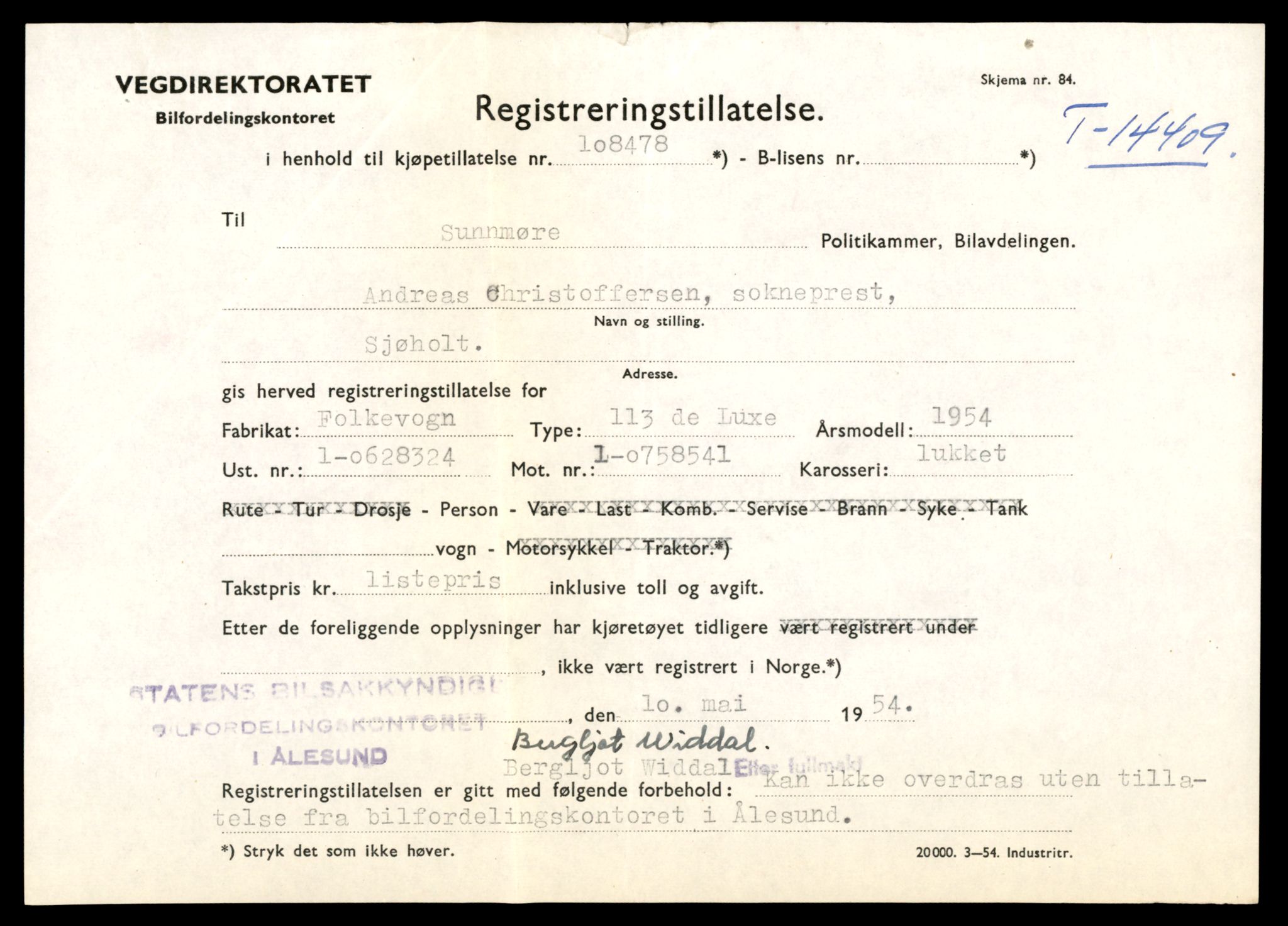 Møre og Romsdal vegkontor - Ålesund trafikkstasjon, SAT/A-4099/F/Fe/L0045: Registreringskort for kjøretøy T 14320 - T 14444, 1927-1998, p. 2299