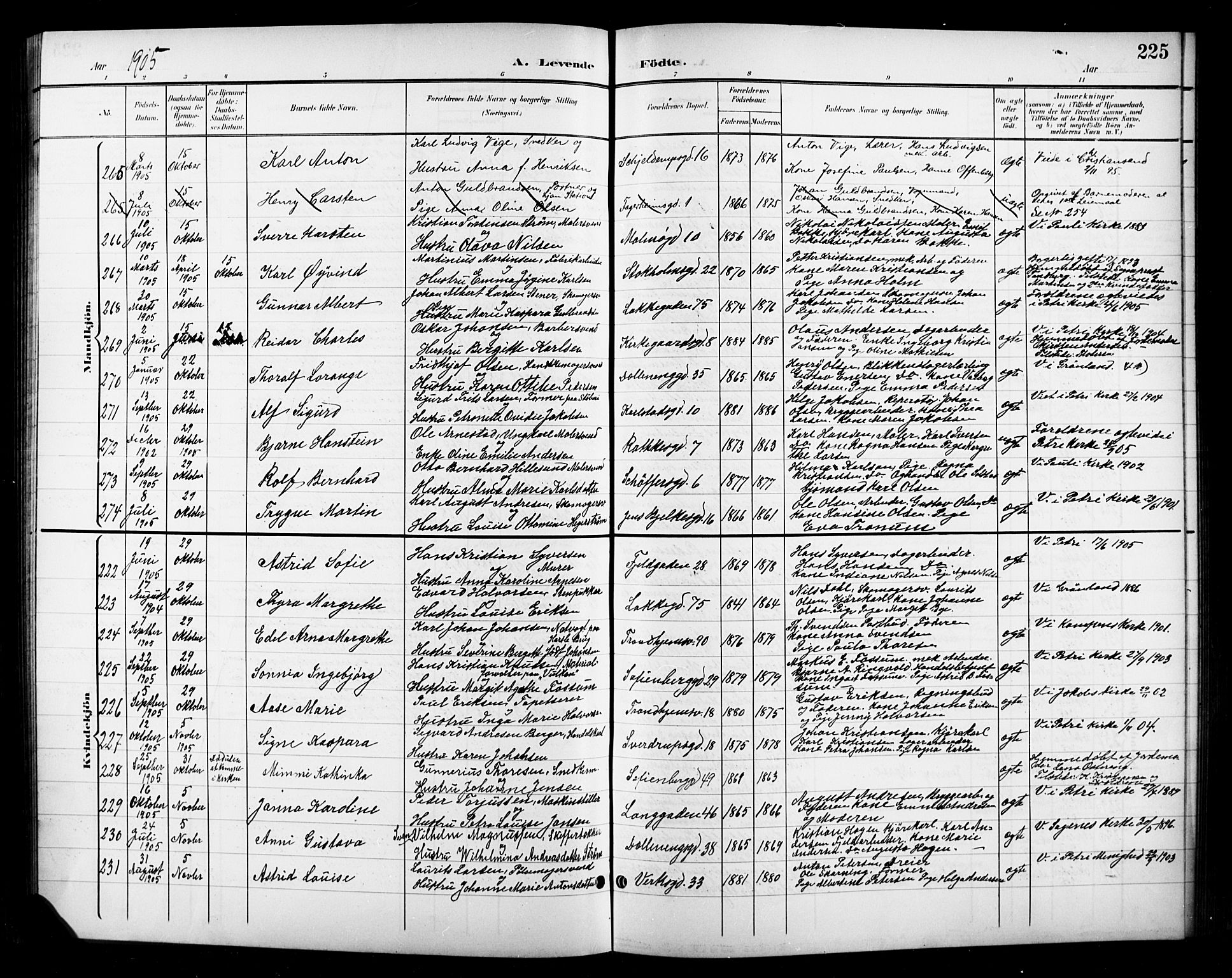 Petrus prestekontor Kirkebøker, AV/SAO-A-10872/G/Ga/L0003: Parish register (copy) no. 3, 1899-1913, p. 225