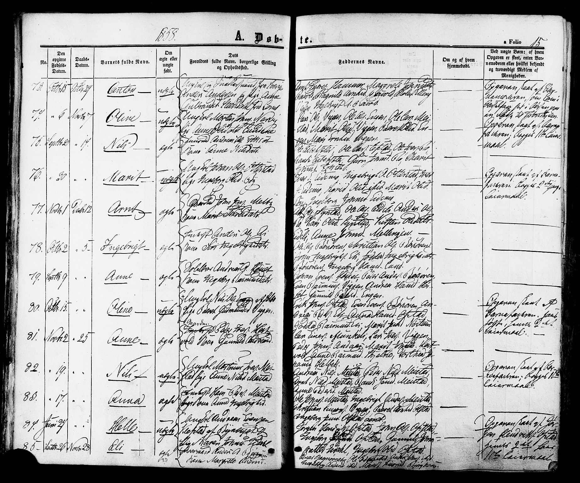 Ministerialprotokoller, klokkerbøker og fødselsregistre - Sør-Trøndelag, SAT/A-1456/665/L0772: Parish register (official) no. 665A07, 1856-1878, p. 15
