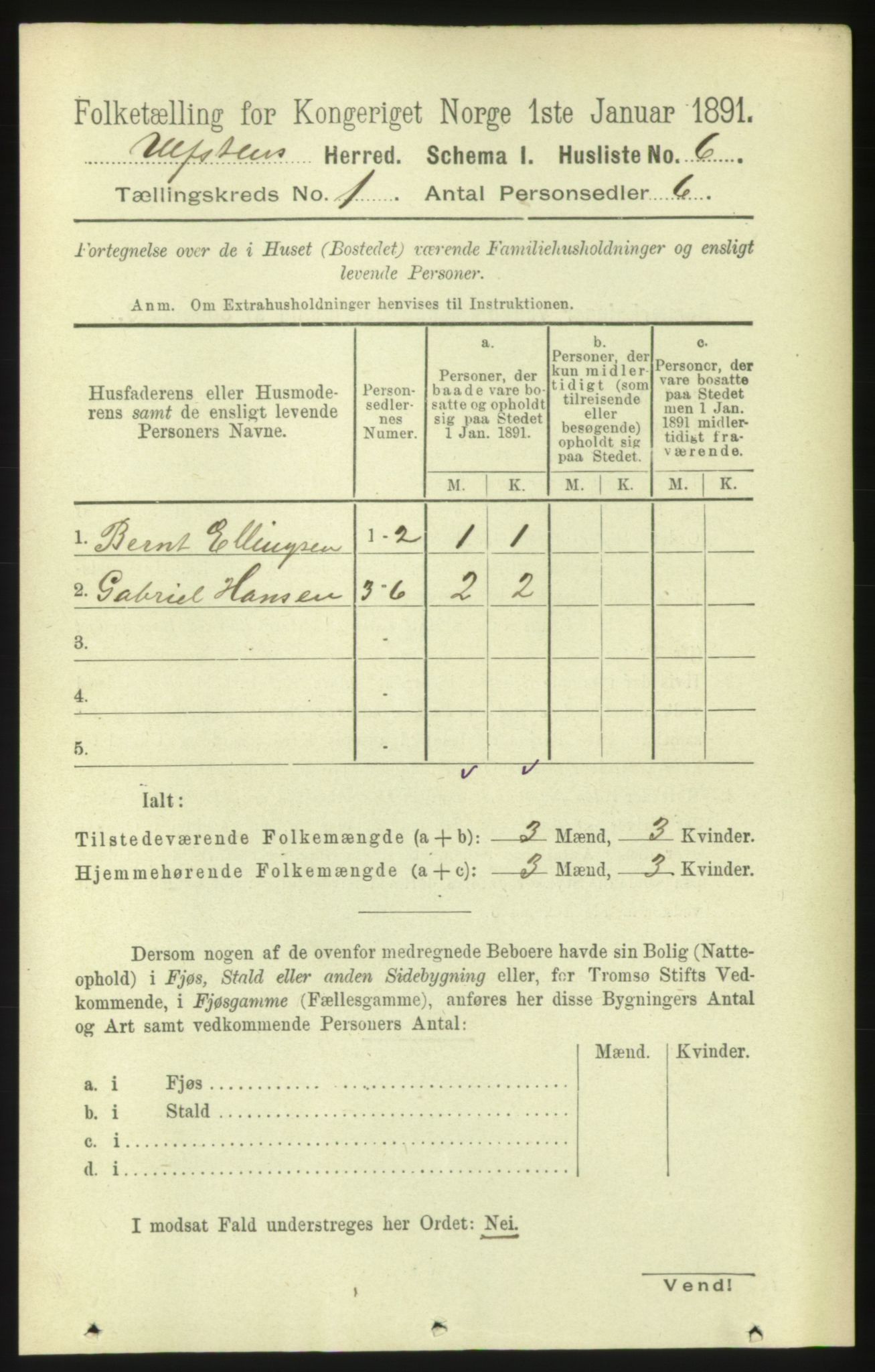 RA, 1891 census for 1516 Ulstein, 1891, p. 35