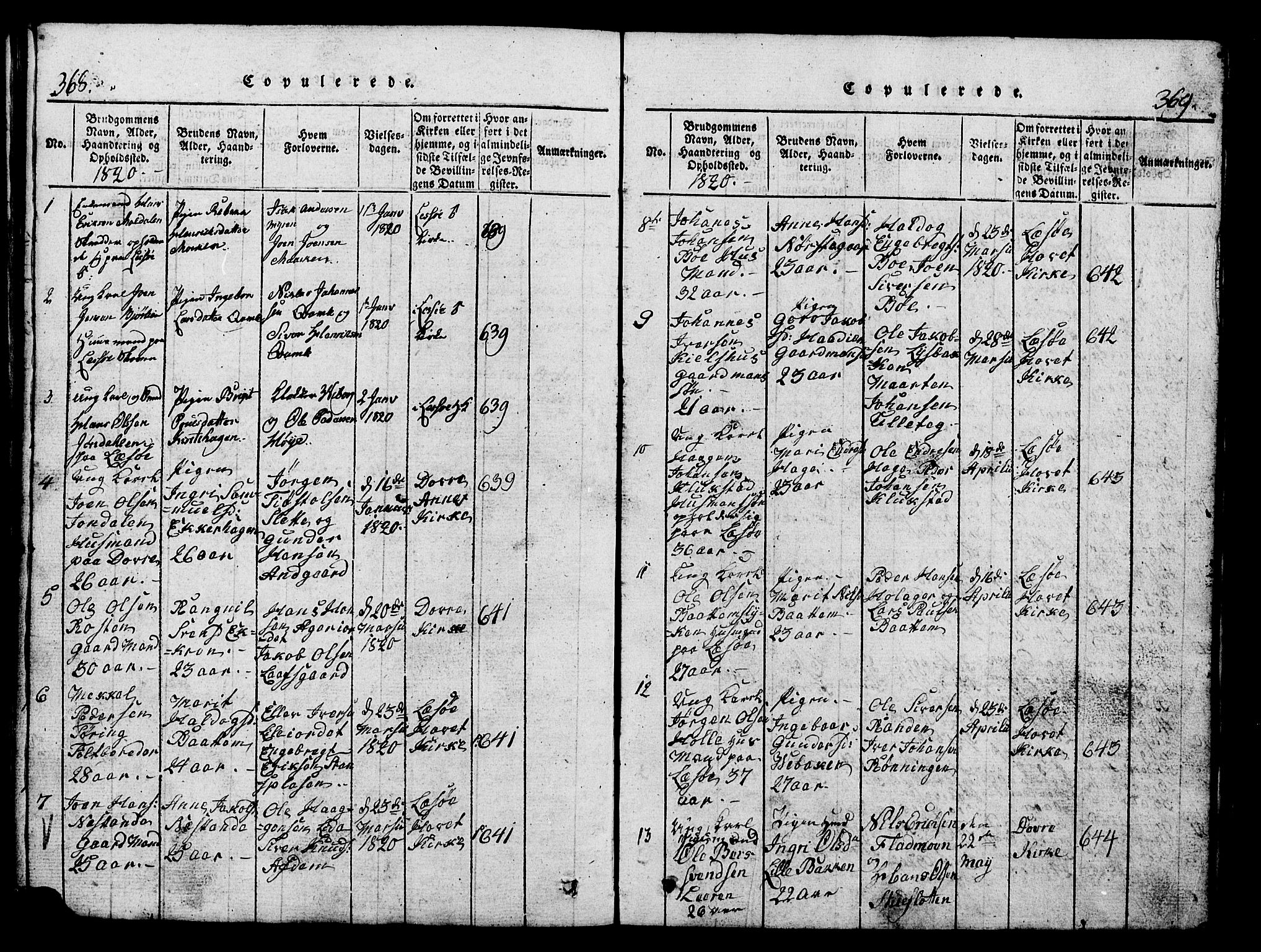 Lesja prestekontor, SAH/PREST-068/H/Ha/Hab/L0001: Parish register (copy) no. 1, 1820-1831, p. 368-369