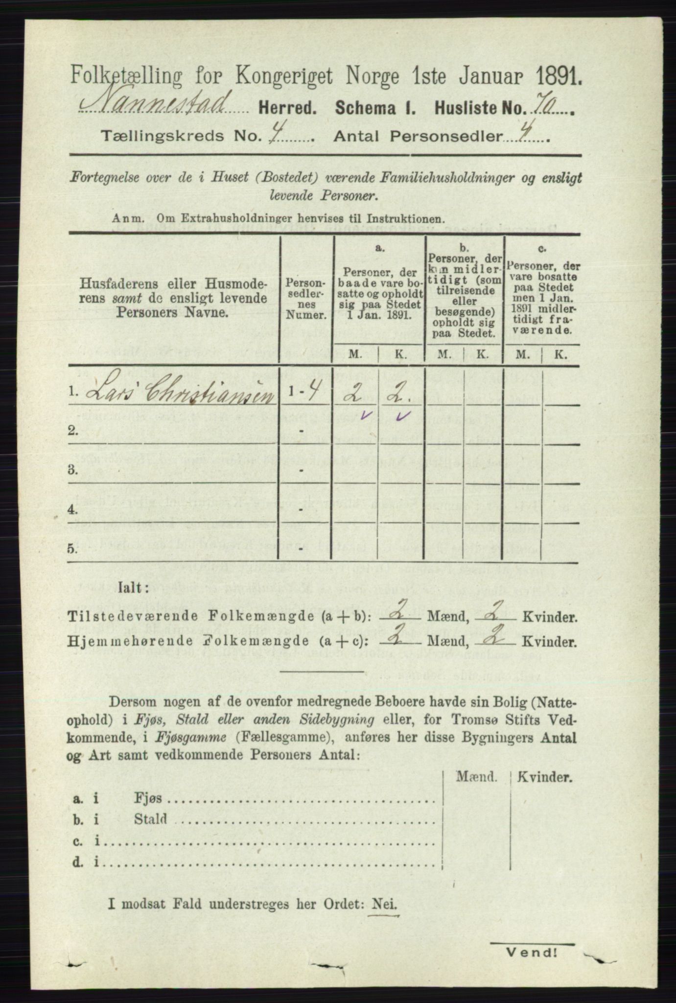 RA, 1891 census for 0238 Nannestad, 1891, p. 2050