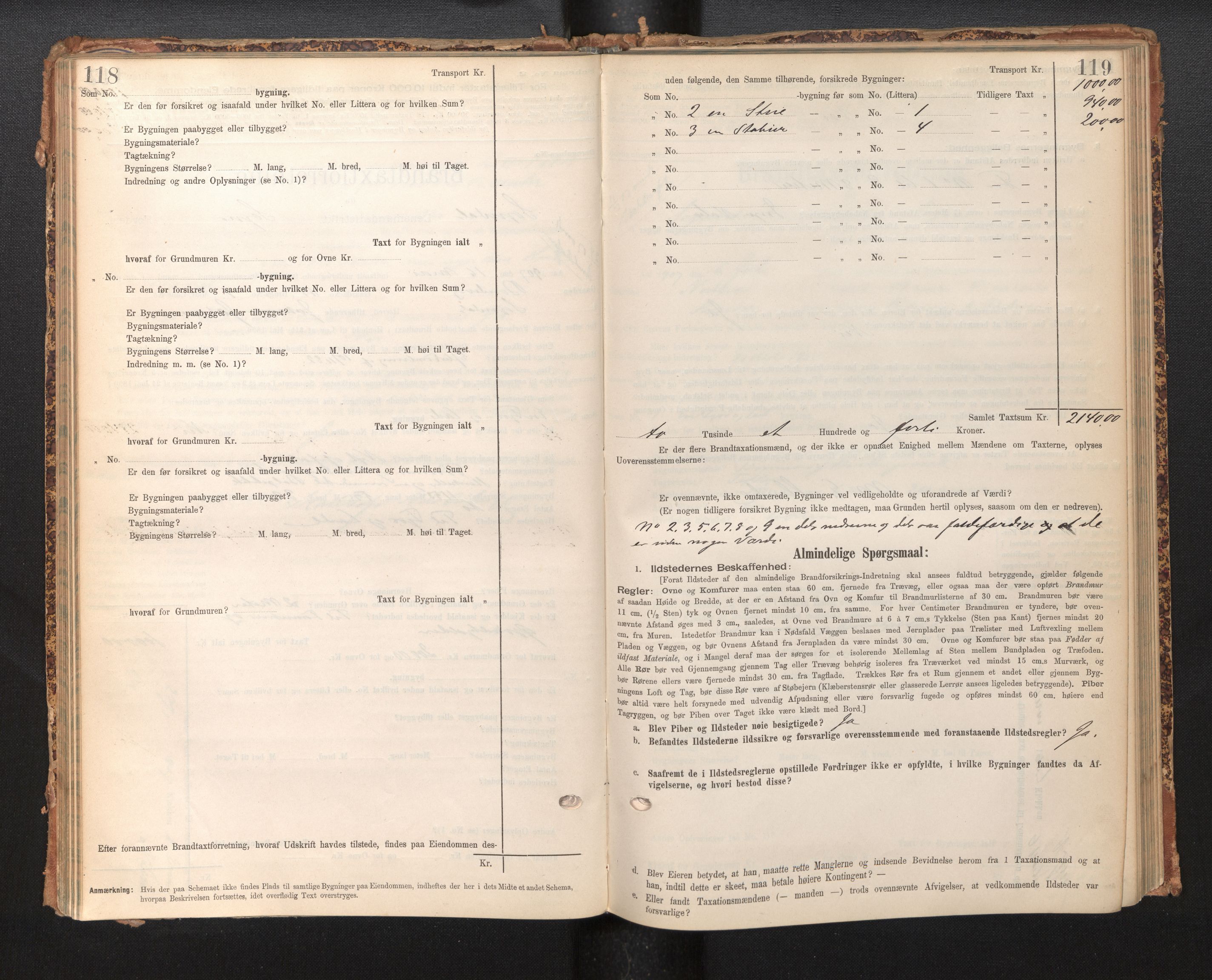 Lensmannen i Sogndal, AV/SAB-A-29901/0012/L0009: Branntakstprotokoll, skjematakst, 1901-1914, p. 118-119