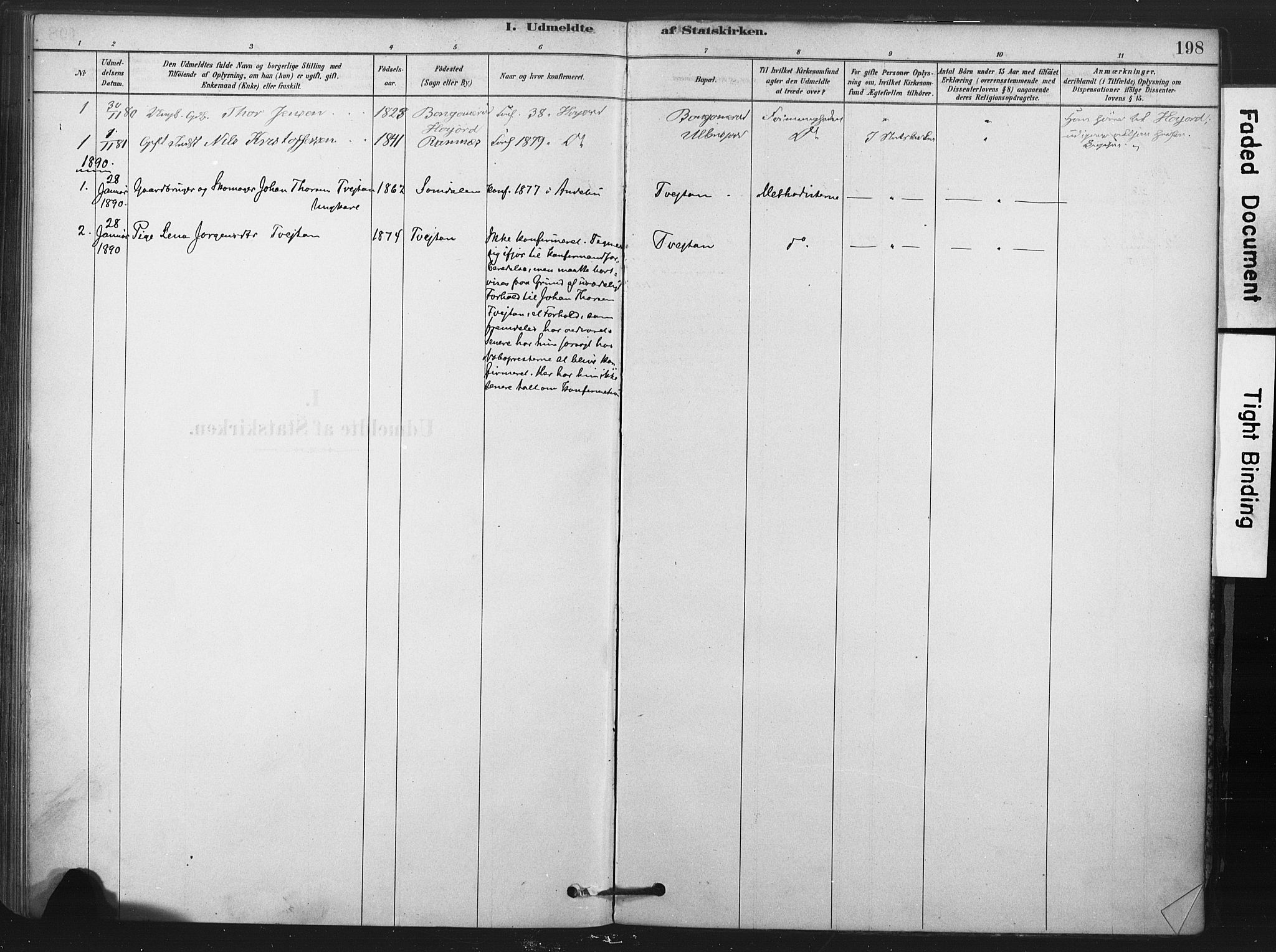 Andebu kirkebøker, AV/SAKO-A-336/F/Fa/L0008: Parish register (official) no. 8, 1878-1902, p. 198