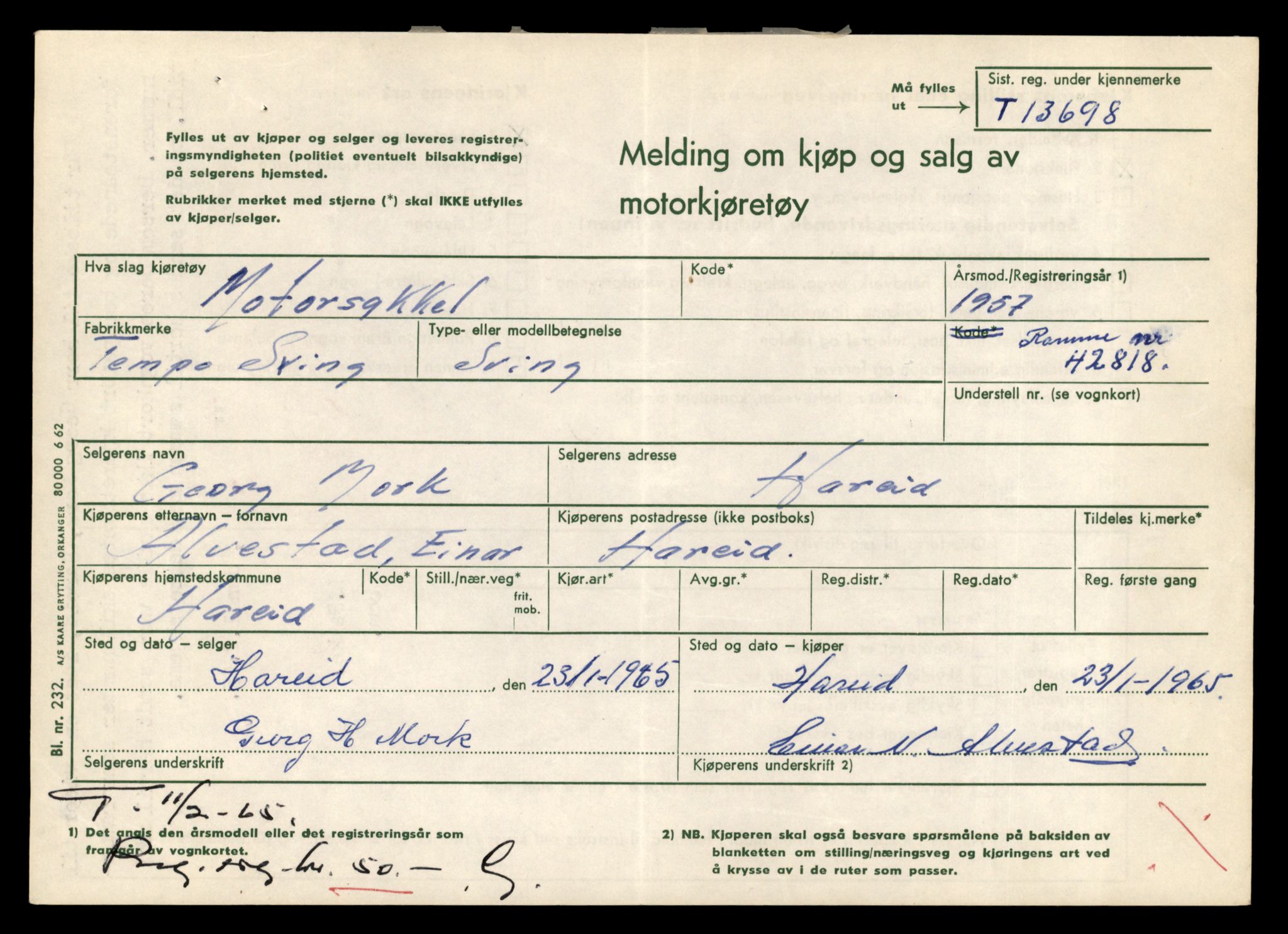 Møre og Romsdal vegkontor - Ålesund trafikkstasjon, AV/SAT-A-4099/F/Fe/L0040: Registreringskort for kjøretøy T 13531 - T 13709, 1927-1998, p. 2845