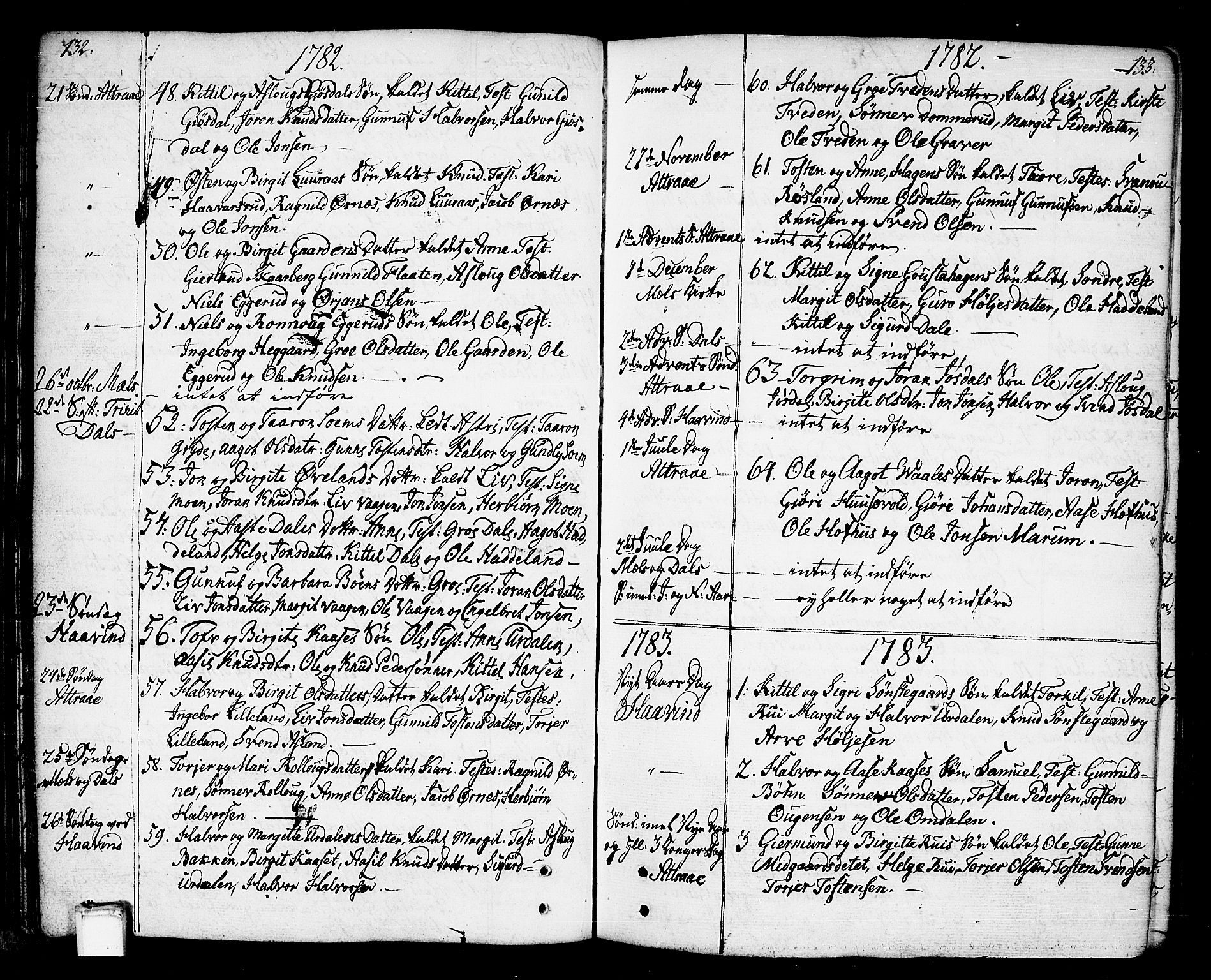 Tinn kirkebøker, SAKO/A-308/F/Fa/L0002: Parish register (official) no. I 2, 1757-1810, p. 132-133